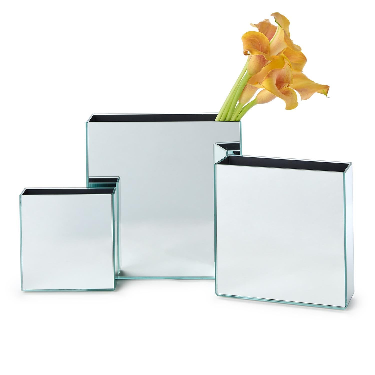 Mirrored Square Vase Set of 3