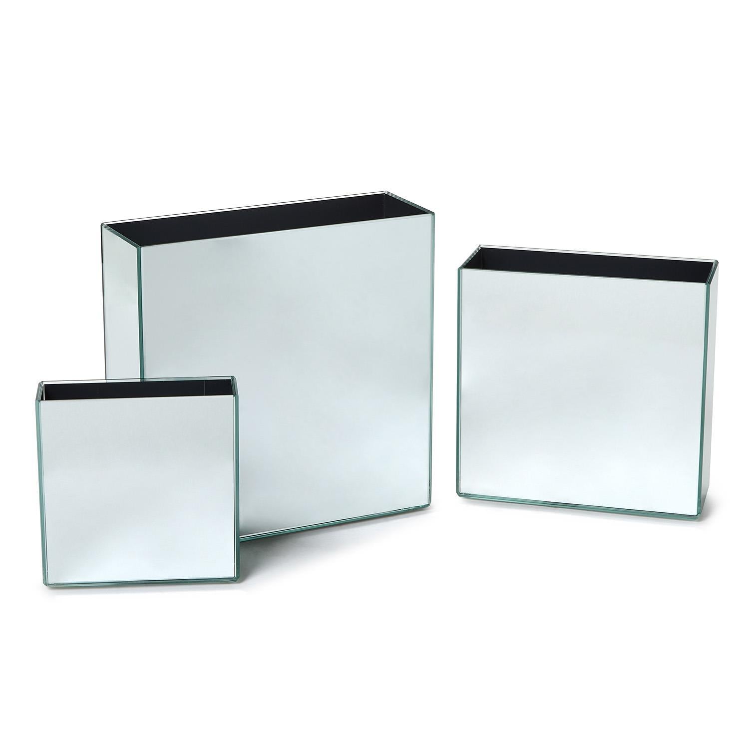 Mirrored Square Vase Set of 3