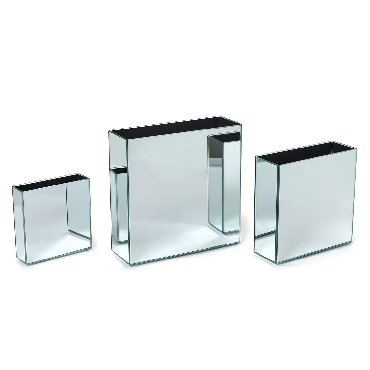 Mirrored Square Vase Set of 3
