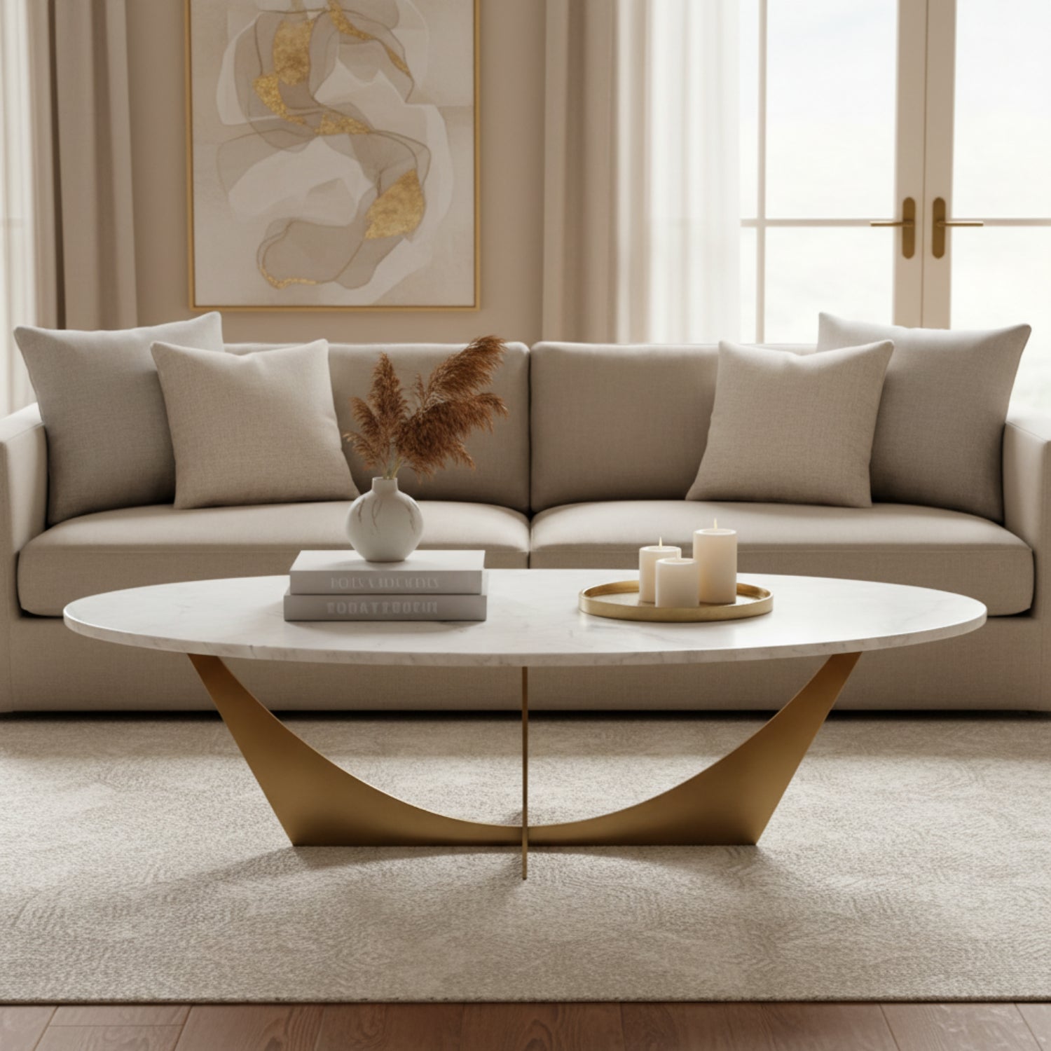 John Richard Marble and Brass Cocktail Table