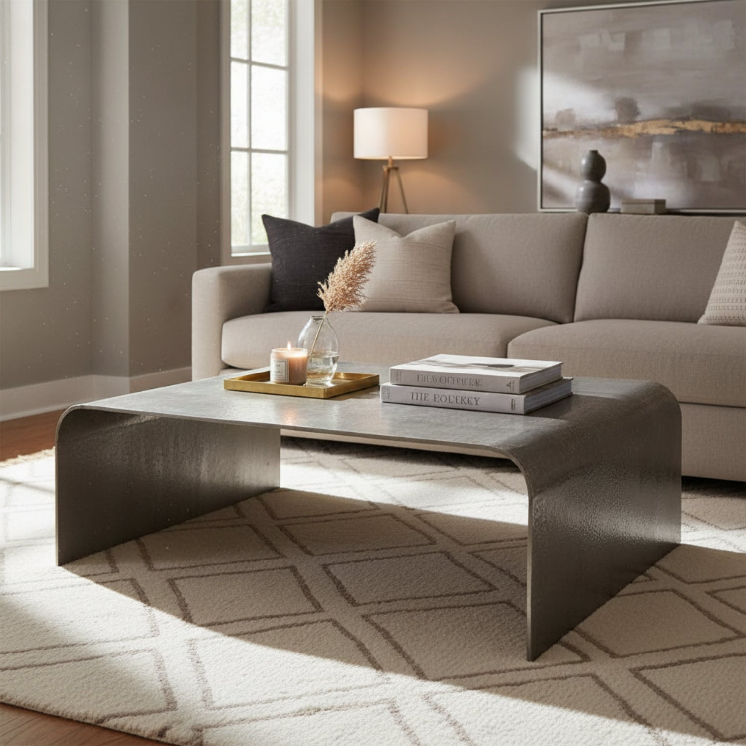 John Richard Textured Nickel Cocktail Table