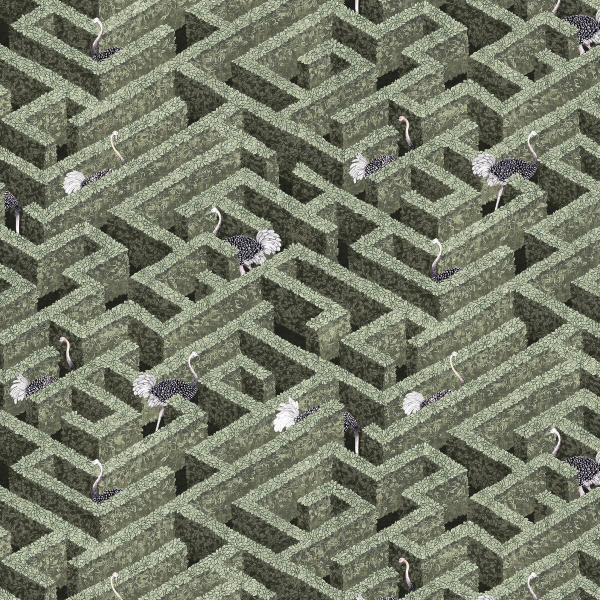 Josephine Munsey x Kravet Couture Labyrinth With Ostriches 1 Wallpaper