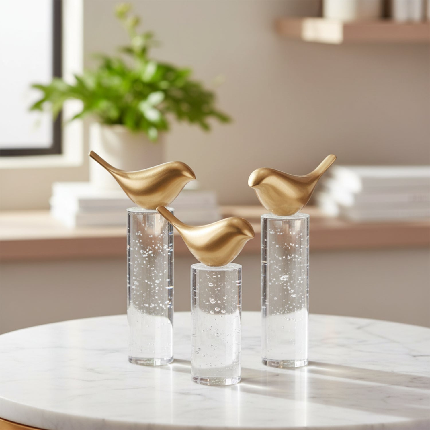 John Richard Perched Brass Birds Set of 3