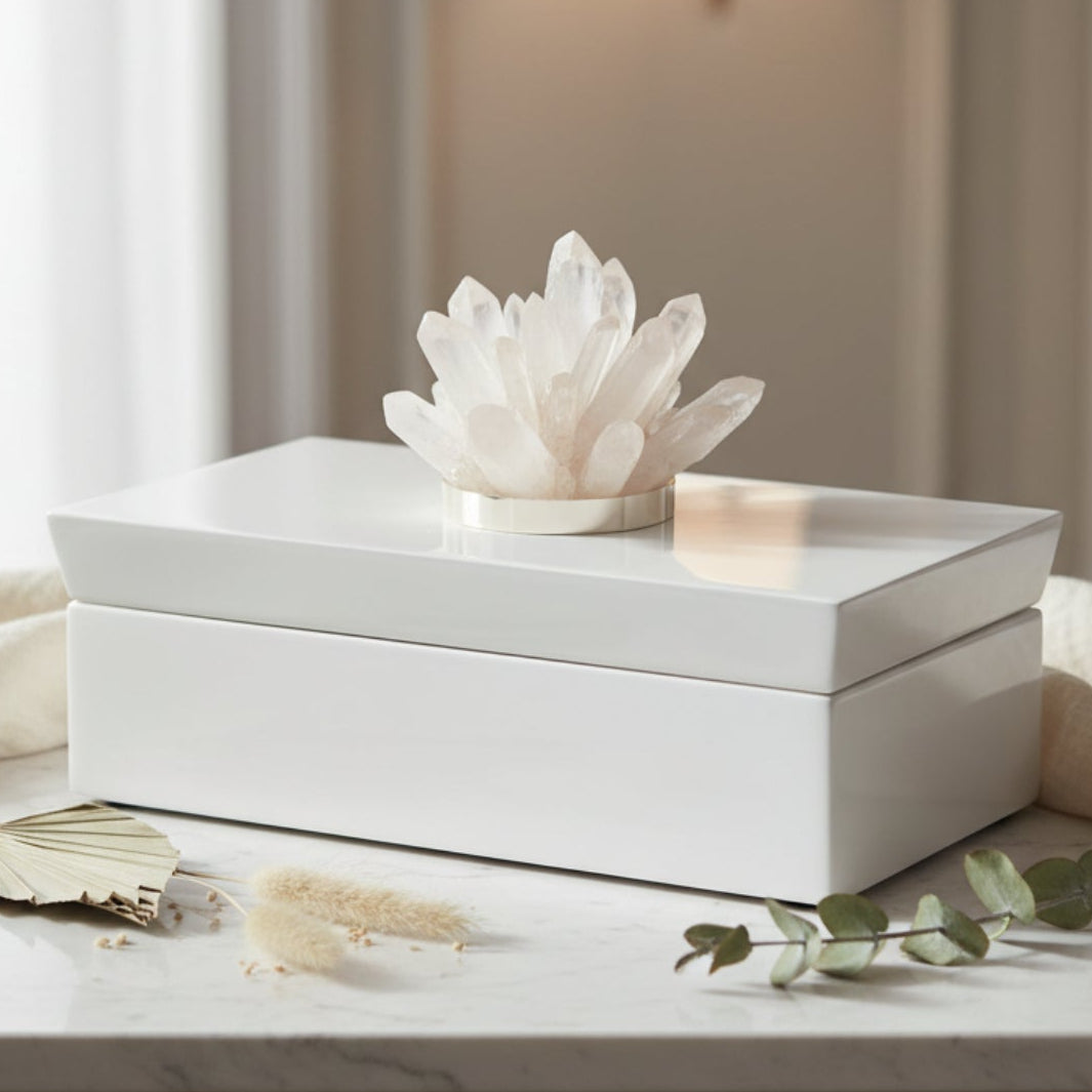 John Richard Long White Quartz Box With Stone