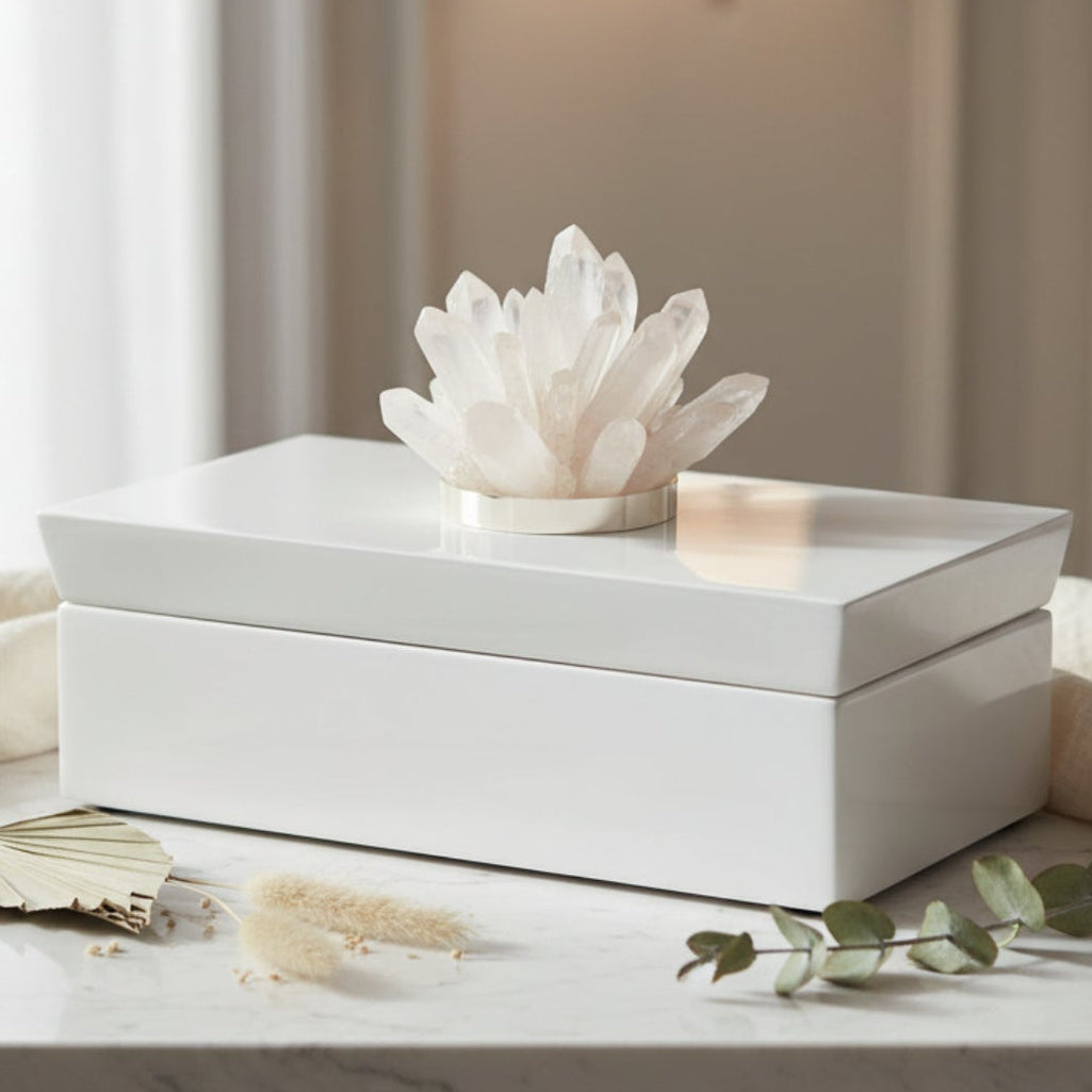 John Richard Long White Quartz Box With Stone