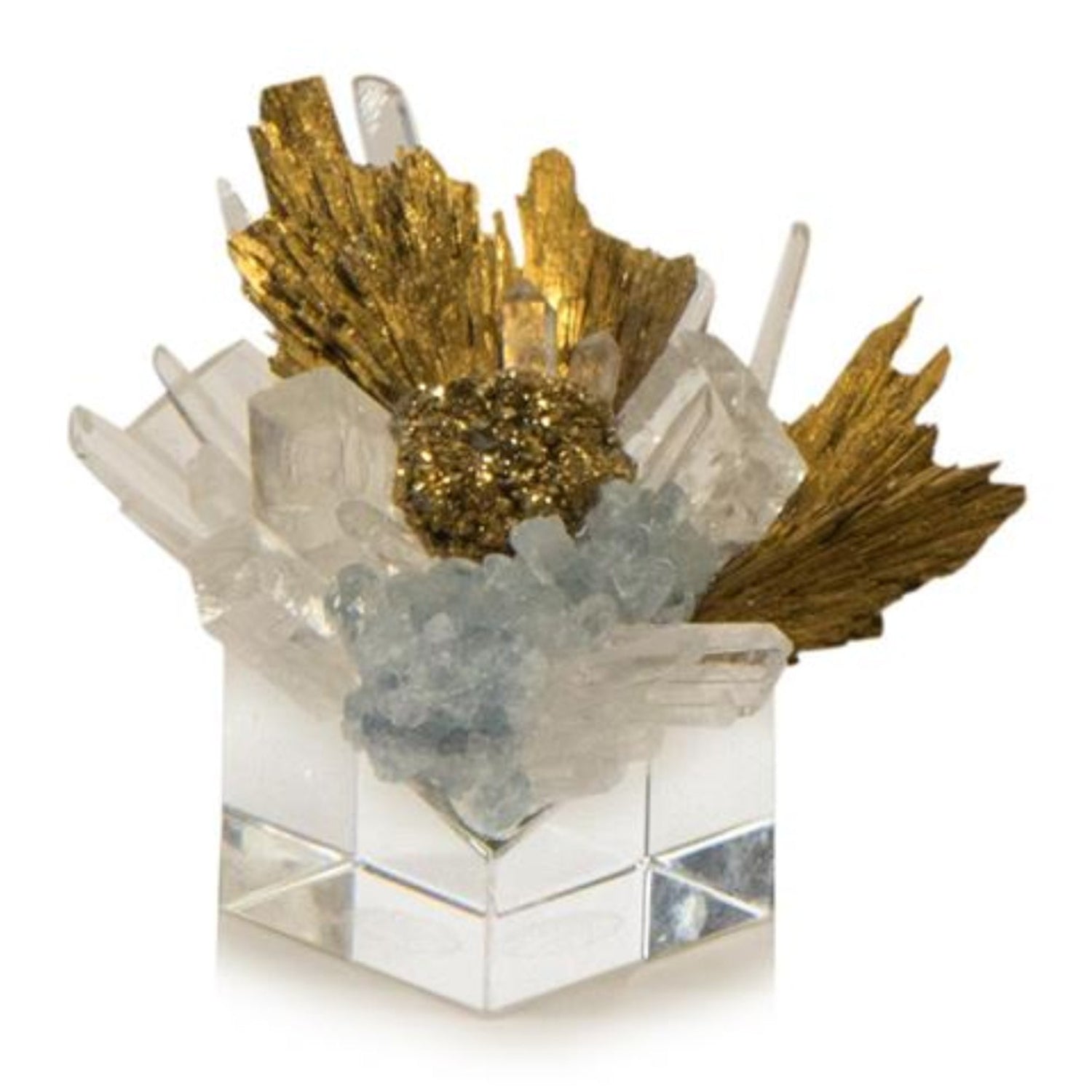 John Richard Stone Cluster in Clear, Yellow Quartz, and Gold