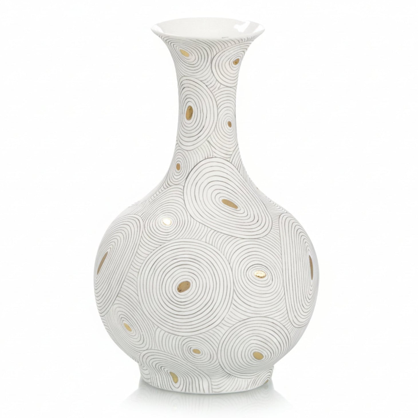 White Porcelain I Vase With Gold