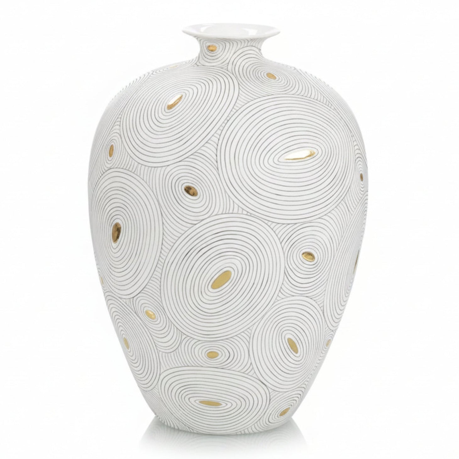 White Porcelain II Vase With Gold