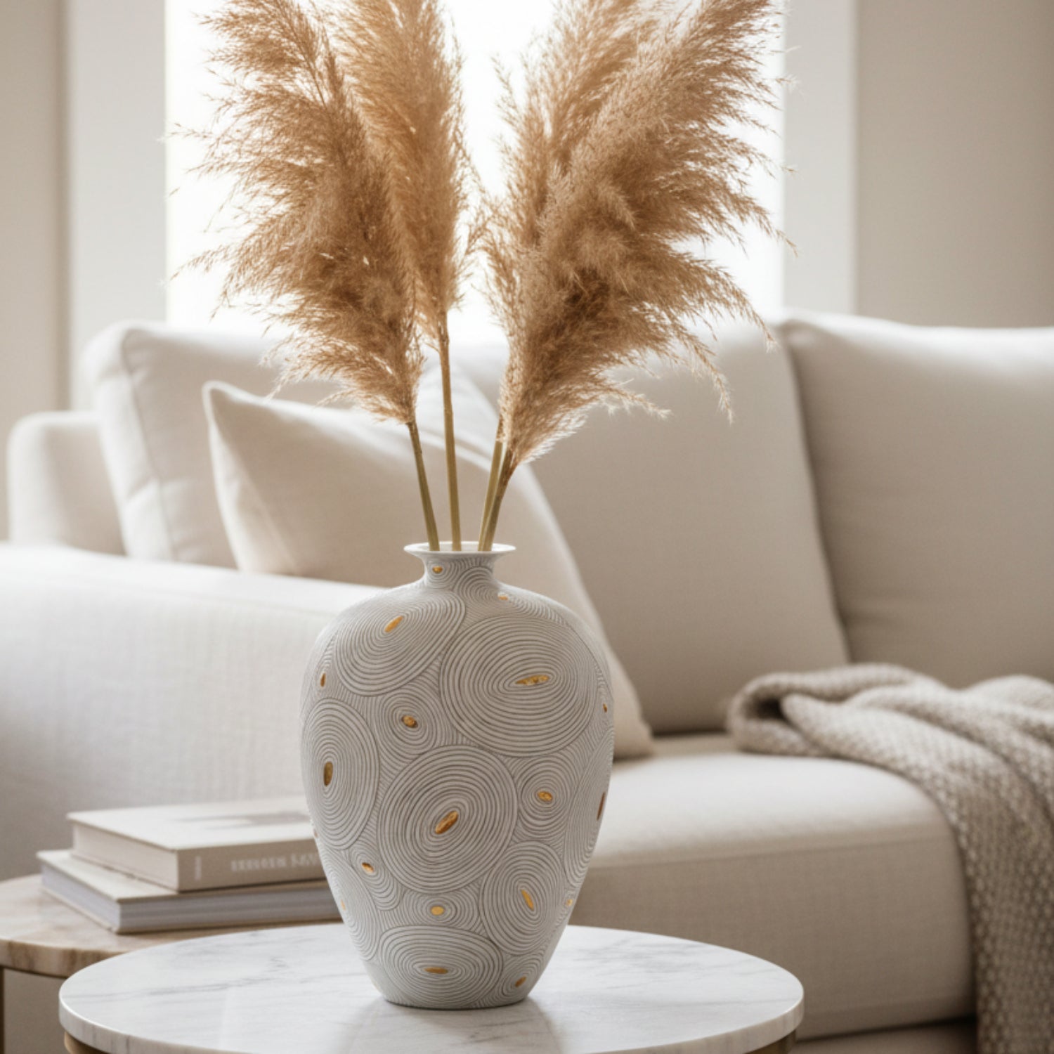 John Richard White Porcelain II Vase With Gold