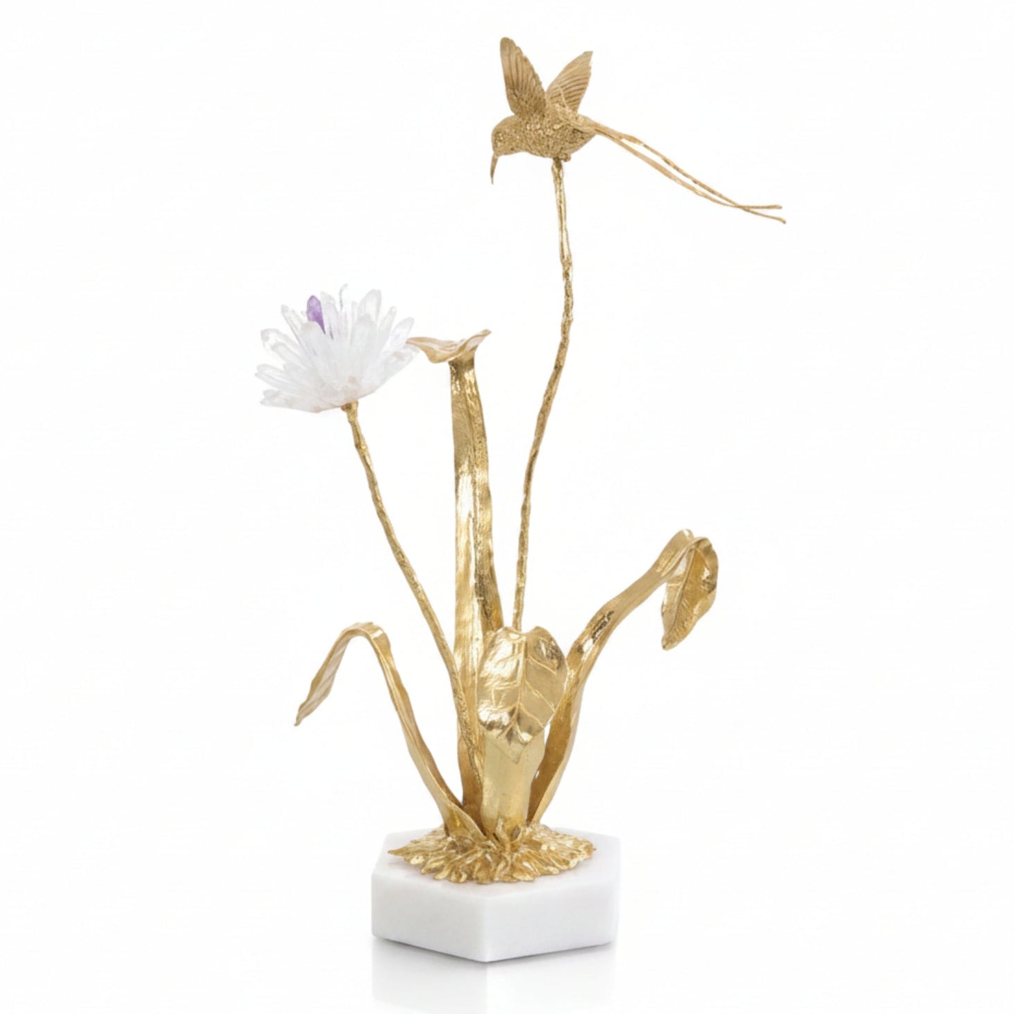 Flower and Hummingbird Sculpture by John Richard