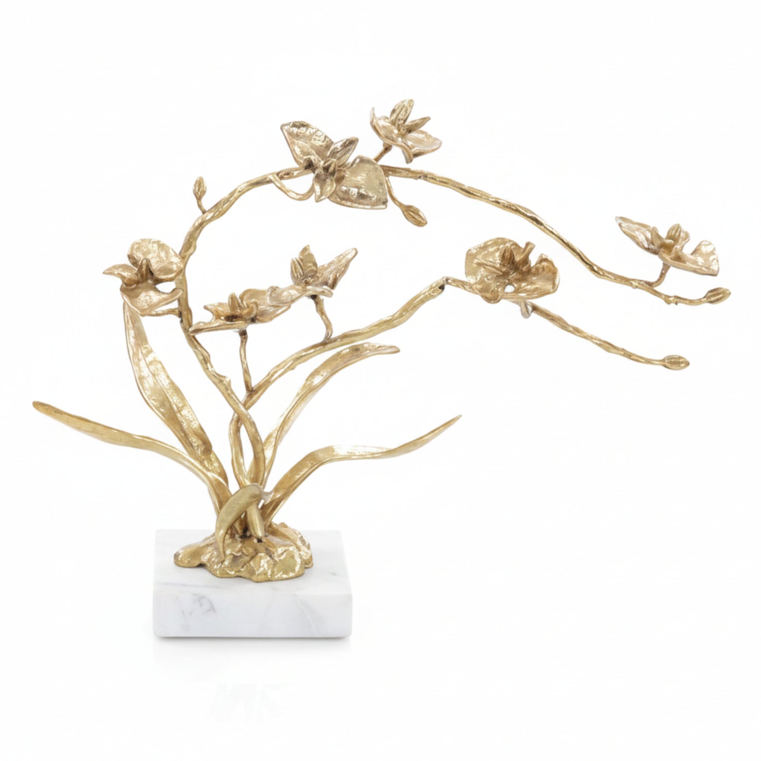 John Richard Orchids in Bloom Brass Small Sculpture
