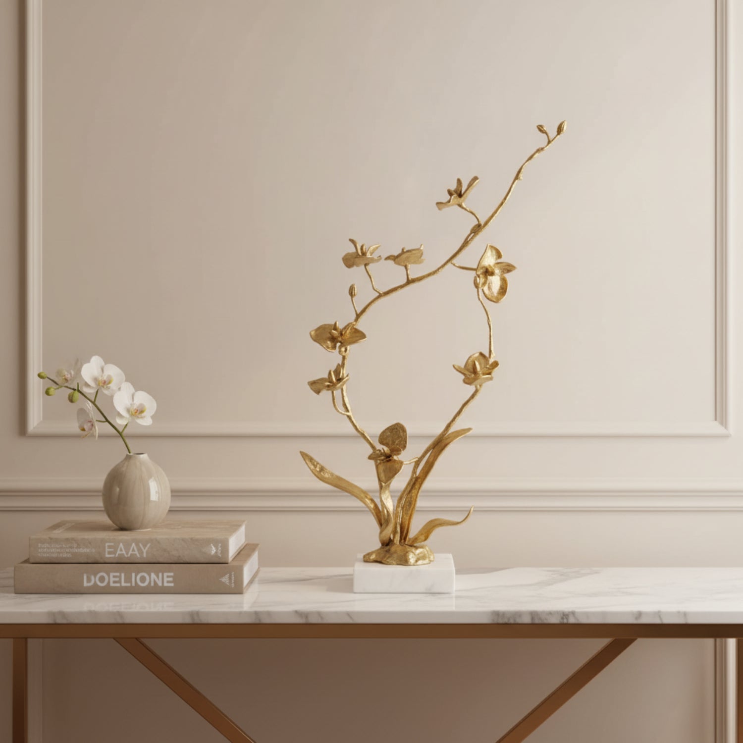 John Richard Orchids in Bloom Brass Large Sculpture