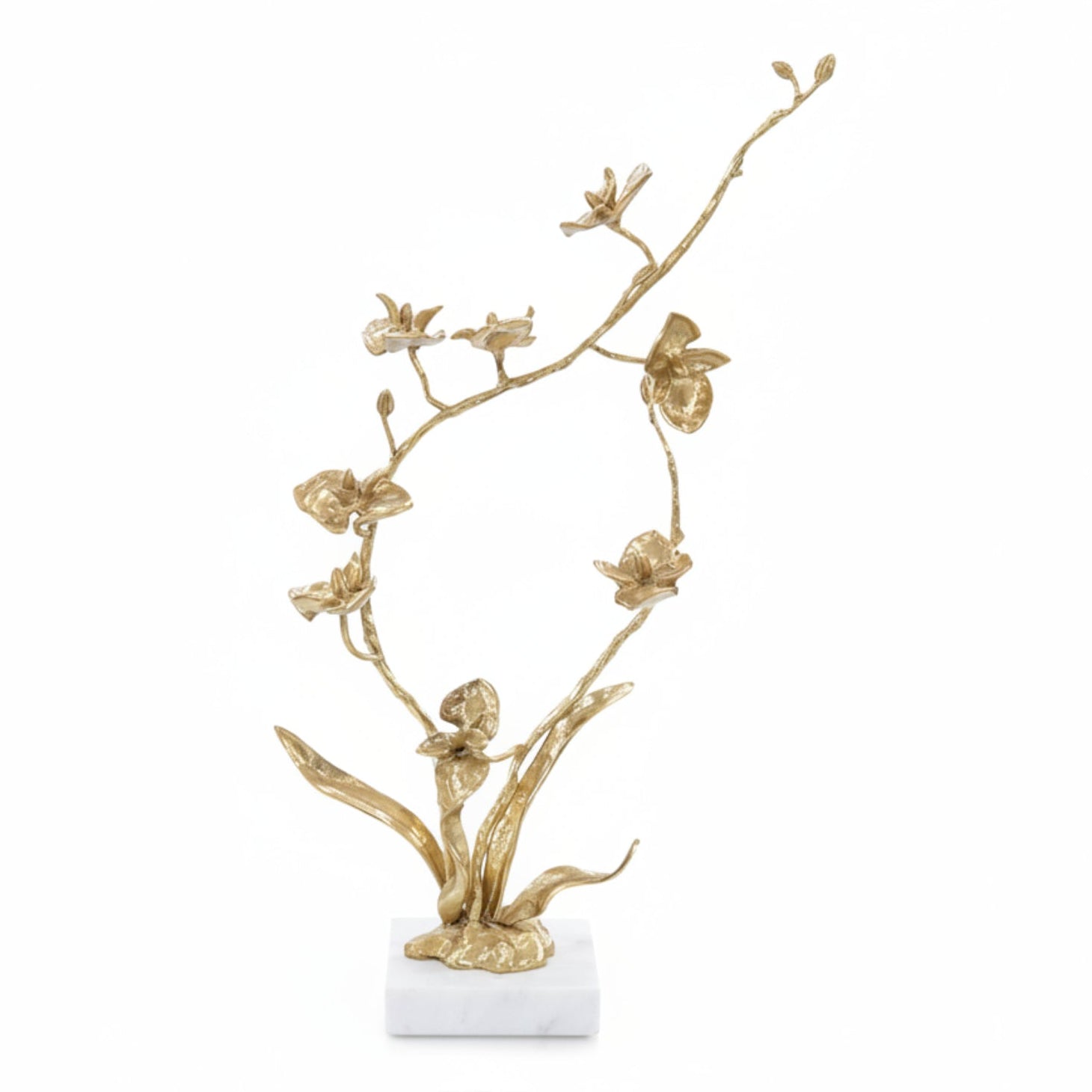 John Richard Orchids in Bloom Brass Large Sculpture