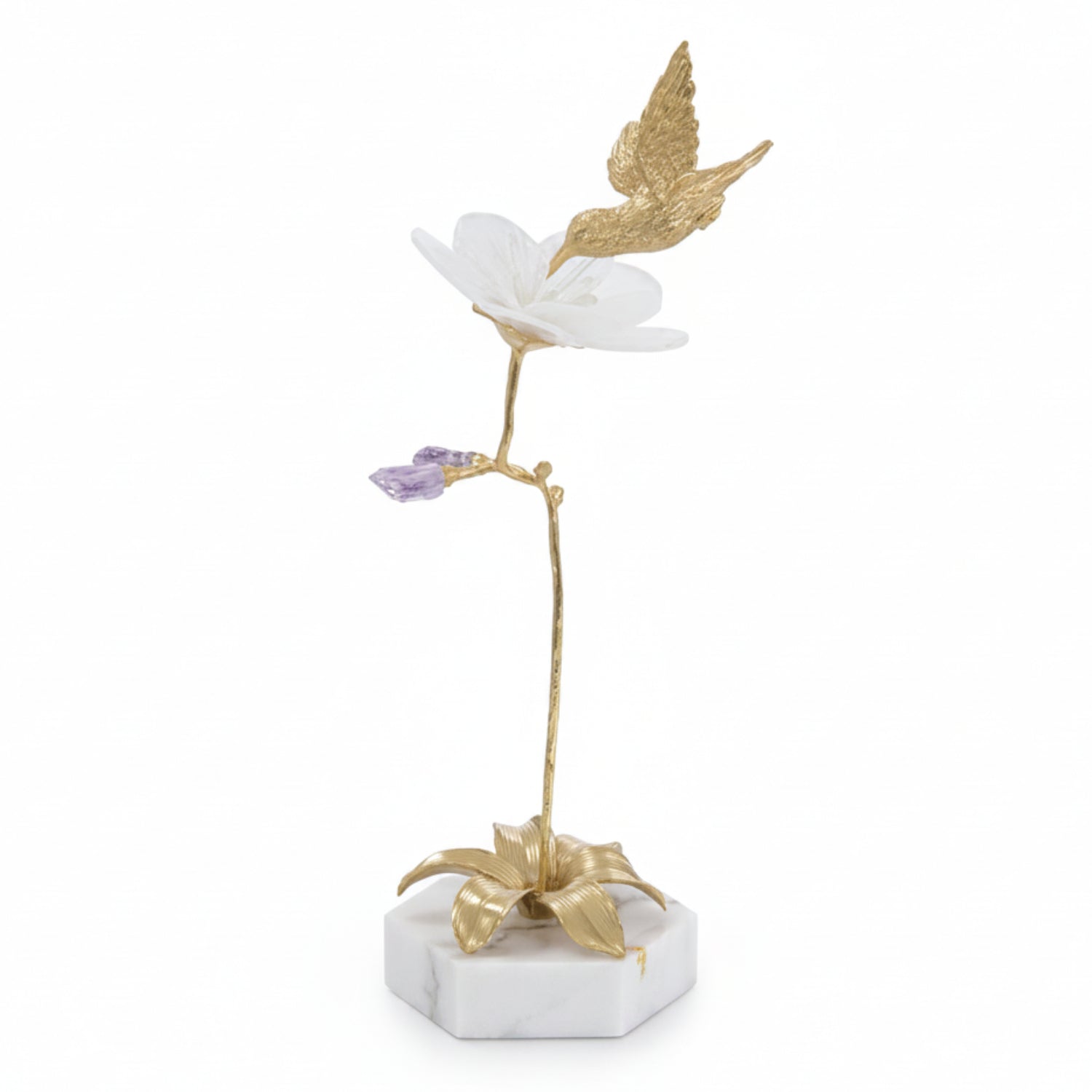 John Richard Hummingbird and Selenite I Sculpture