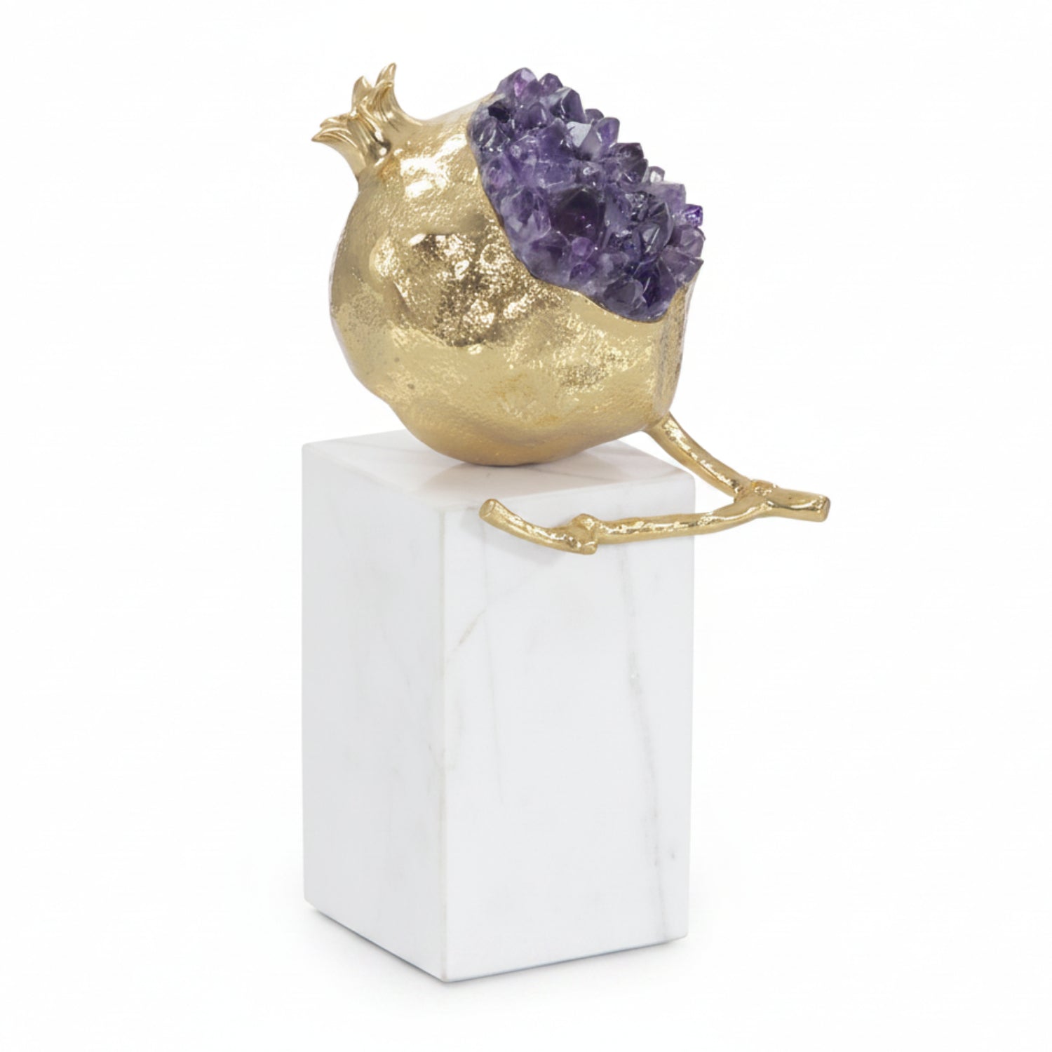 John Richard Brass and Amethyst Pomegranate II Sculpture