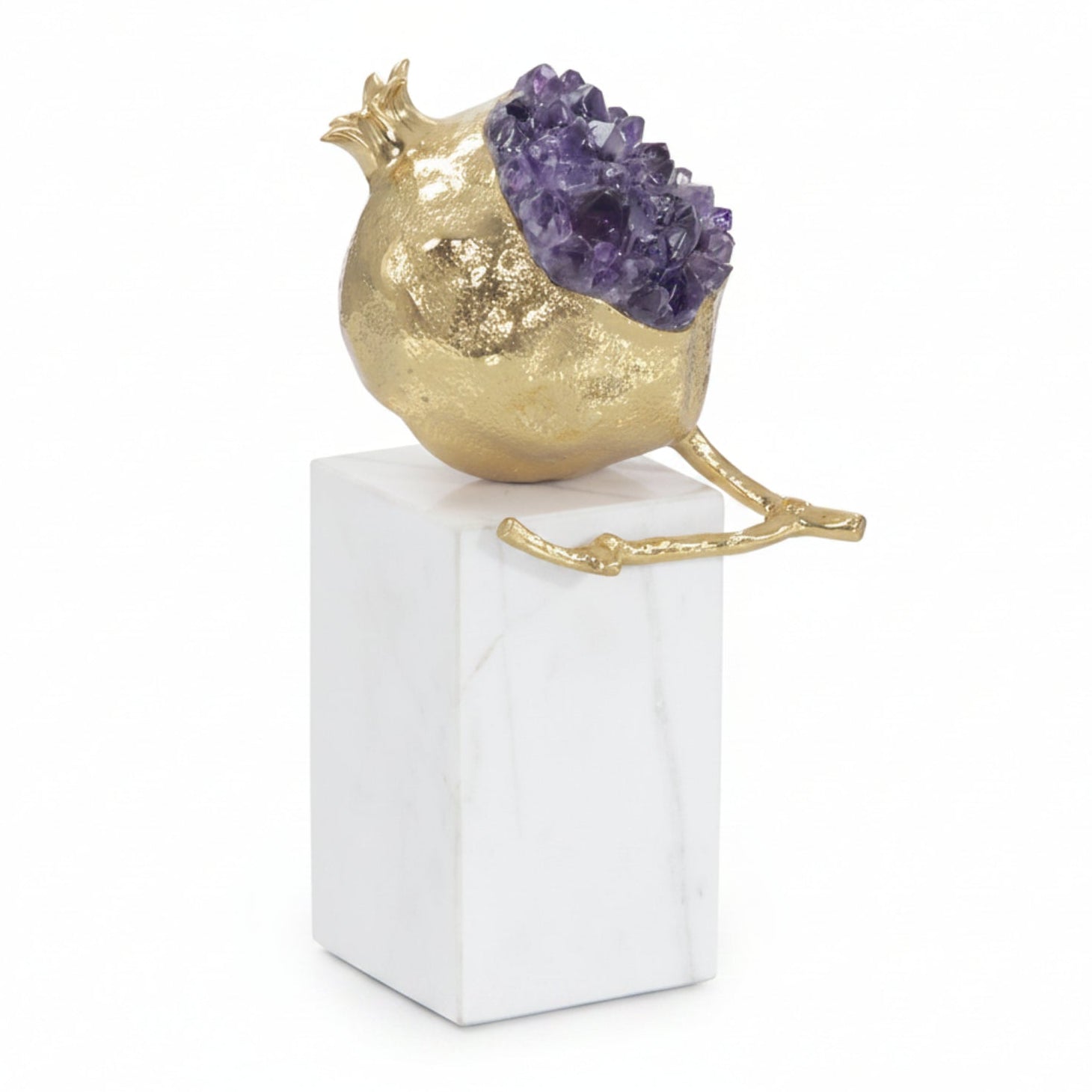 John Richard Brass and Amethyst Pomegranate II Sculpture