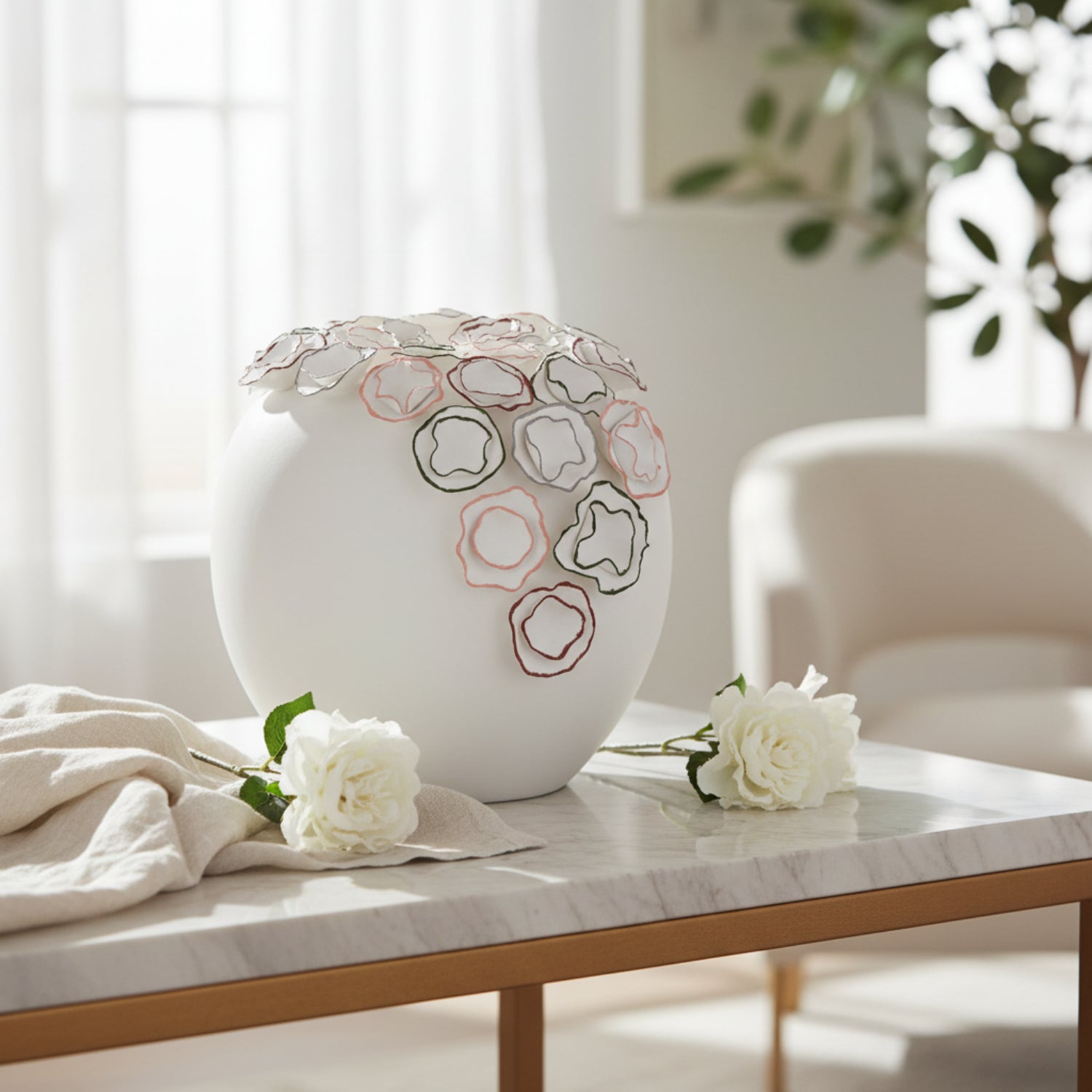 John Richard Pearl White Oval Porcelain Sculpture