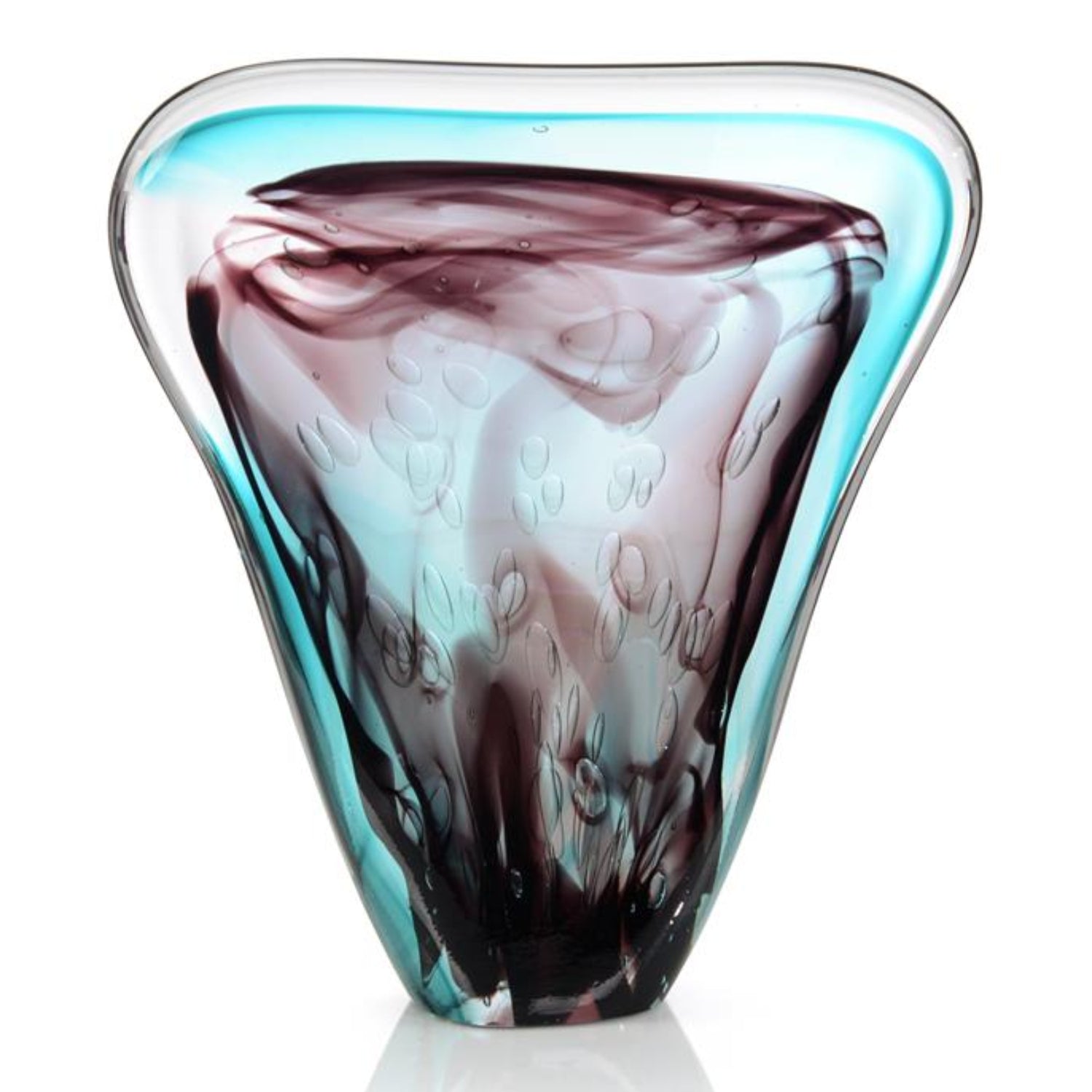 John Richard Eggplant Purple and Turquoise Handblown Glass II Sculpture