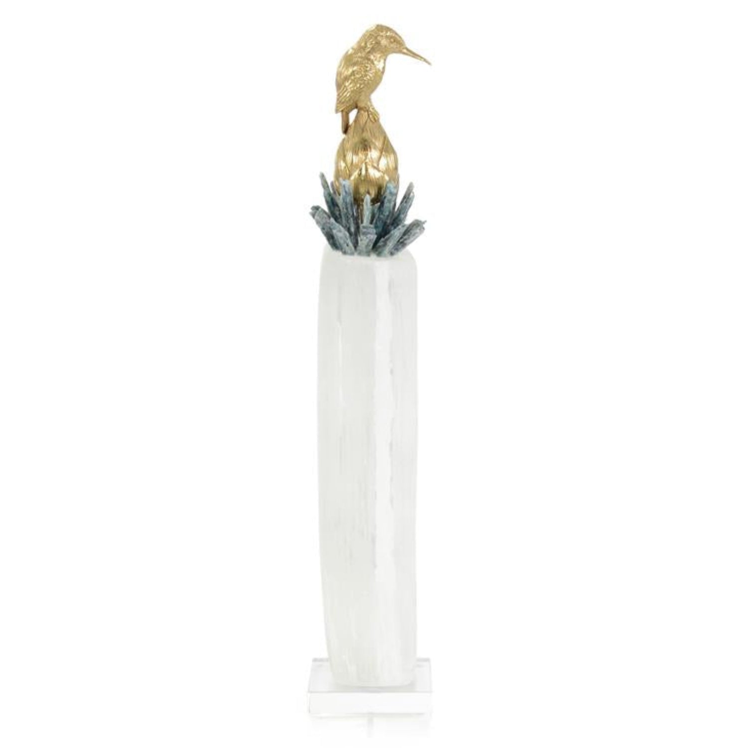 John Richard Brass Bird on Selenite I Sculpture