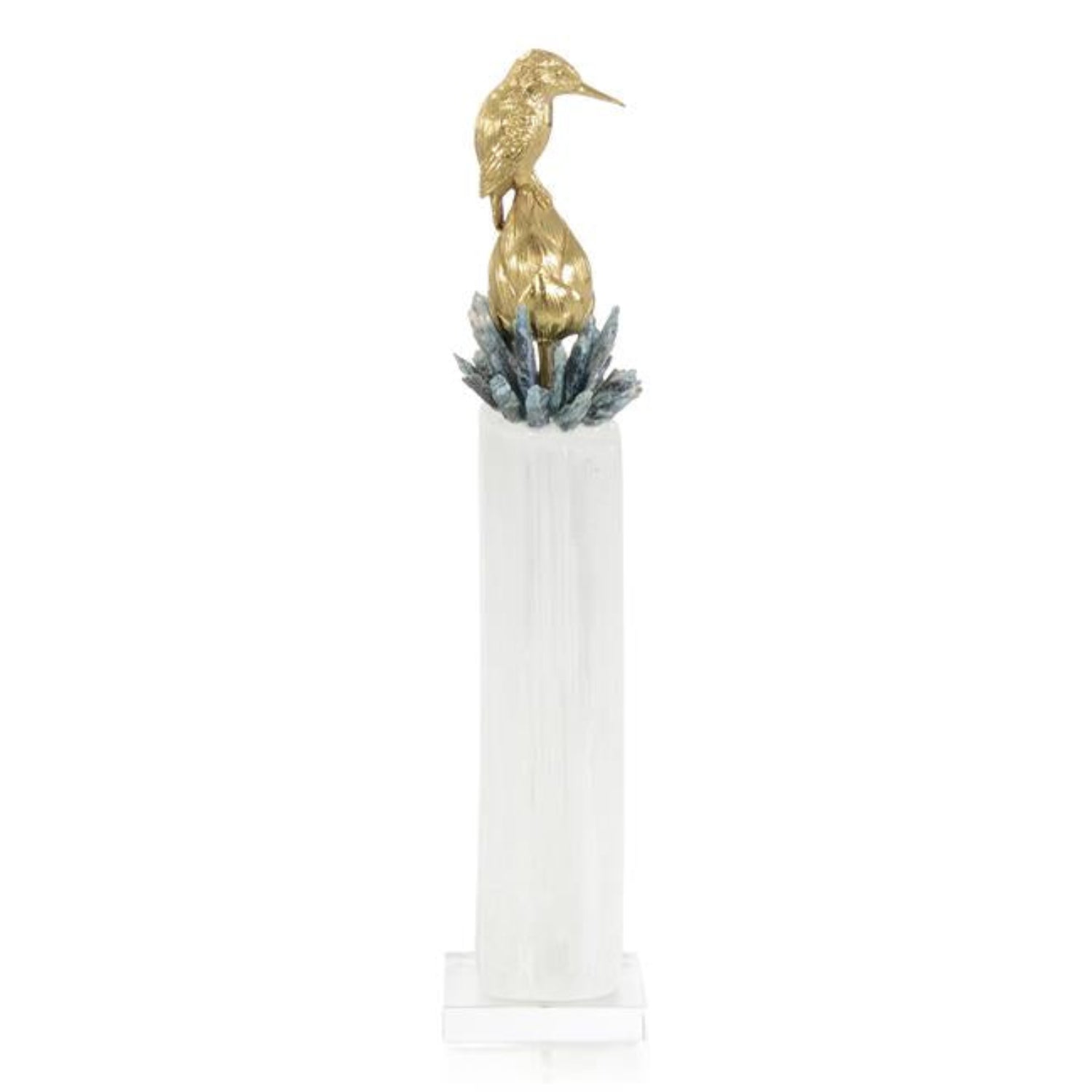 John Richard Brass Bird on Selenite II Sculpture