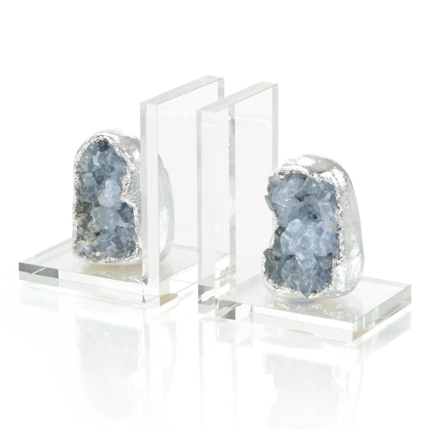 John Richard Silver Geode Bookend Set of 2