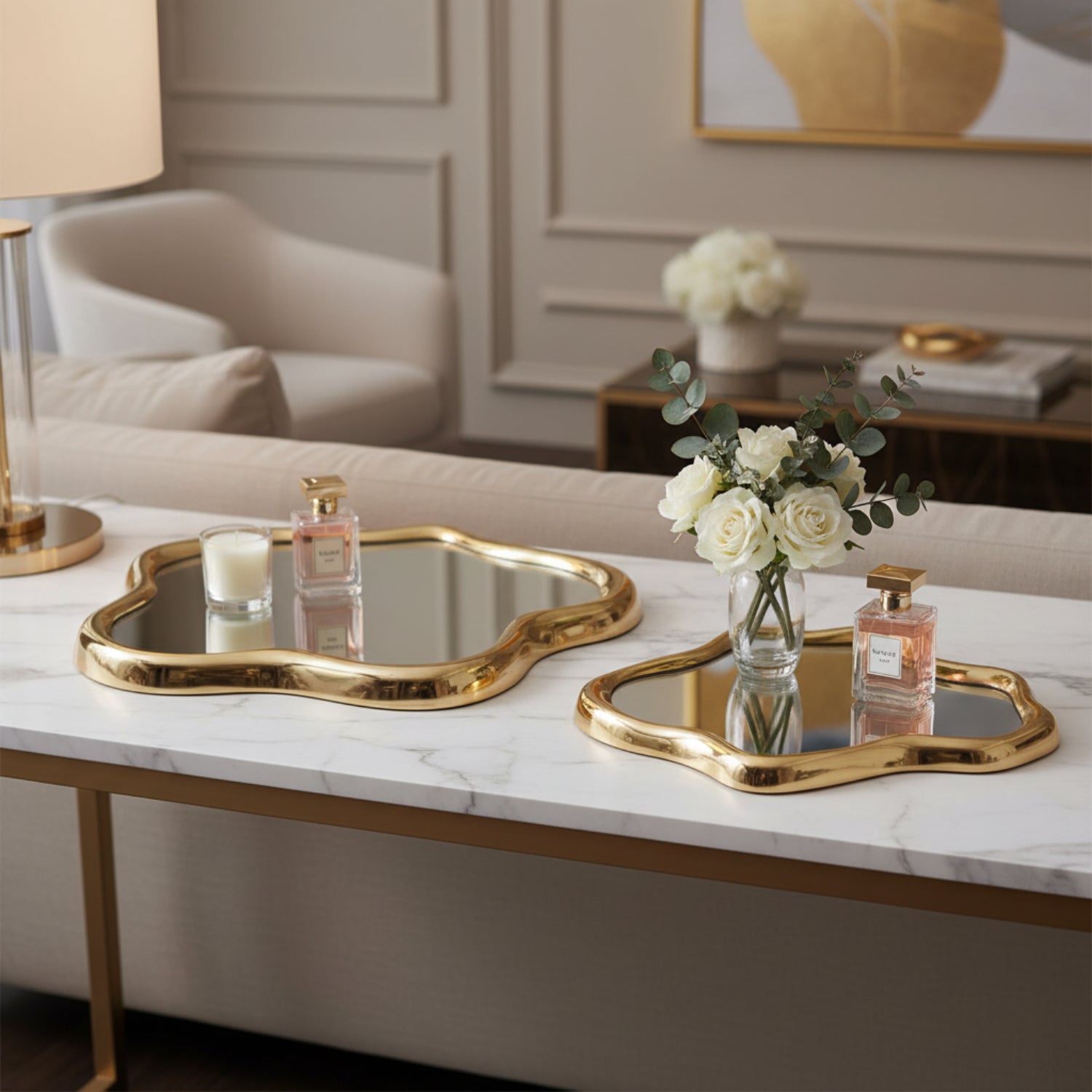 John Richard Flowing Gold Tray Set of 2