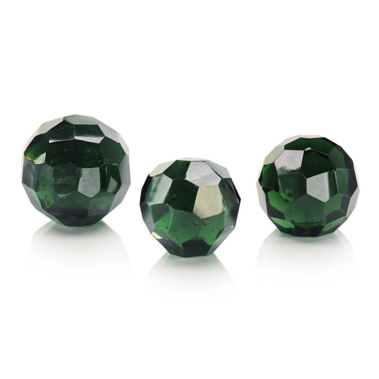 John Richard Green Cut Glass Orb Set of 3
