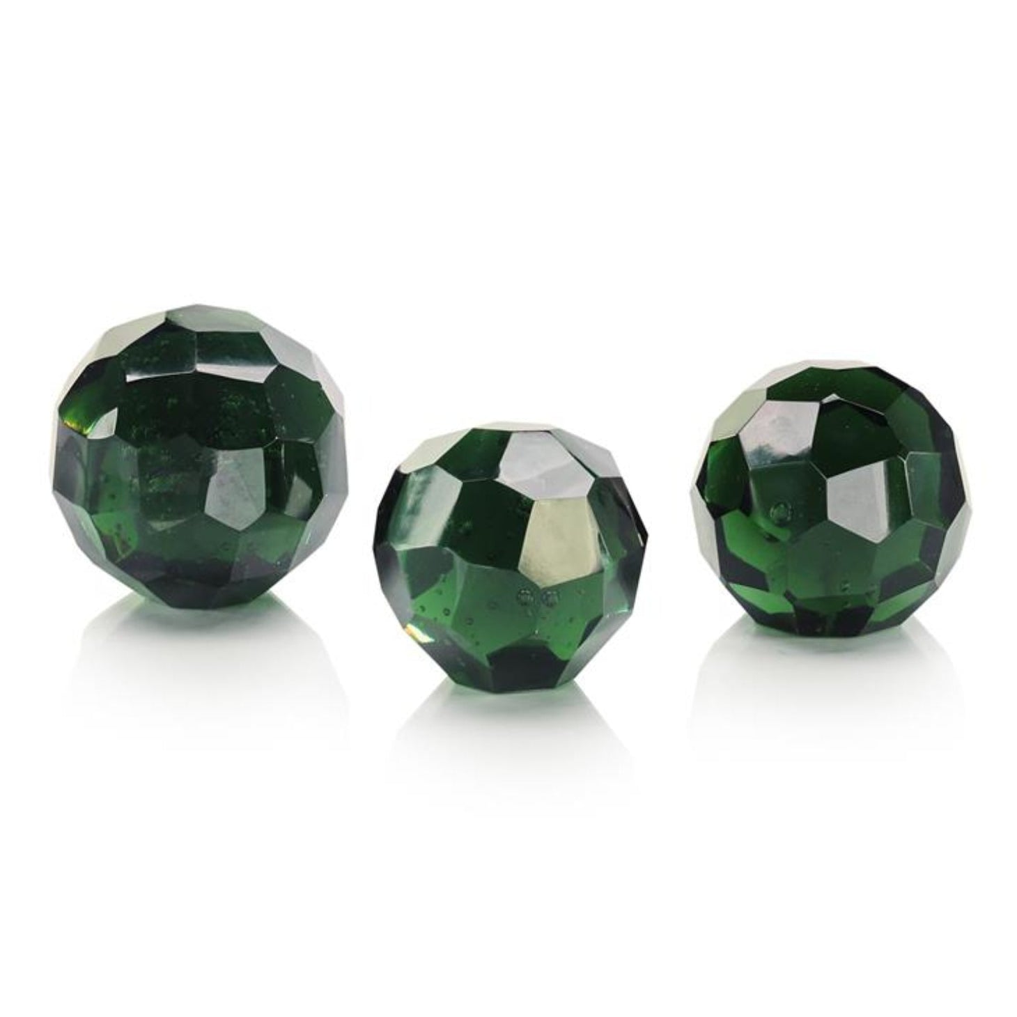 John Richard Green Cut Glass Orb Set of 3