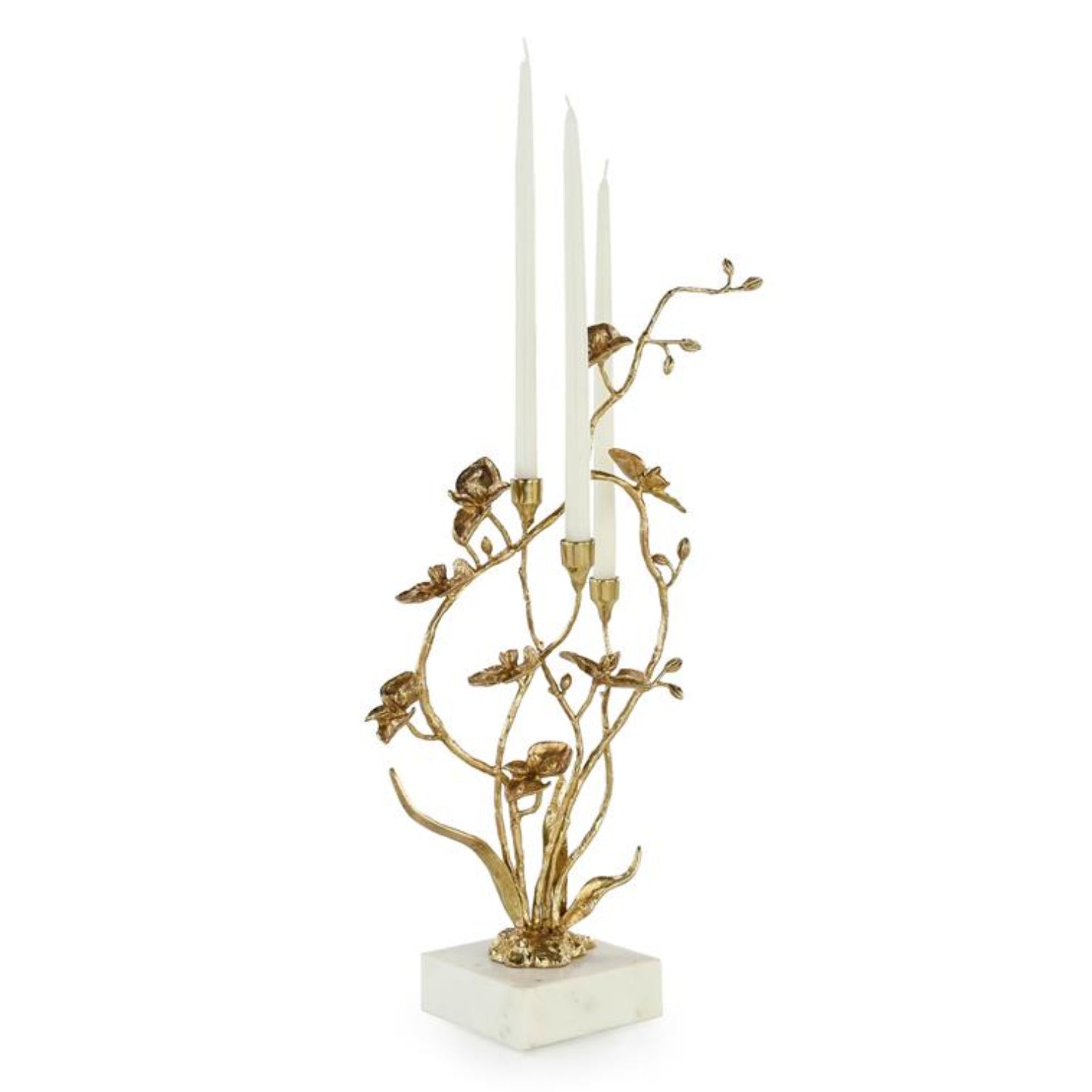 John Richard Orchids in Bloom Brass Small Candleholder