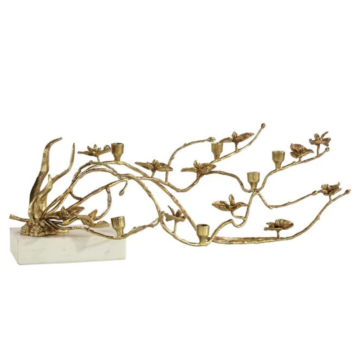 John Richard Orchids in Bloom Brass Large Candleholder