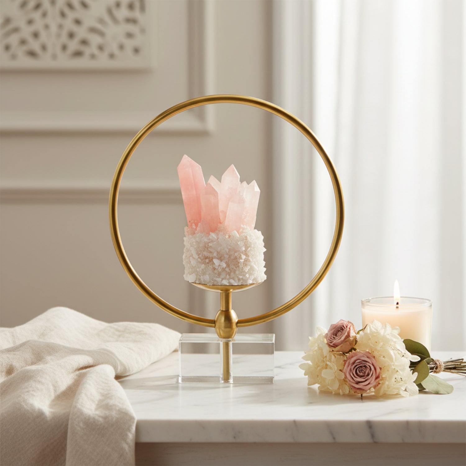 John Richard Encircled Rose Quartz Small Sculpture