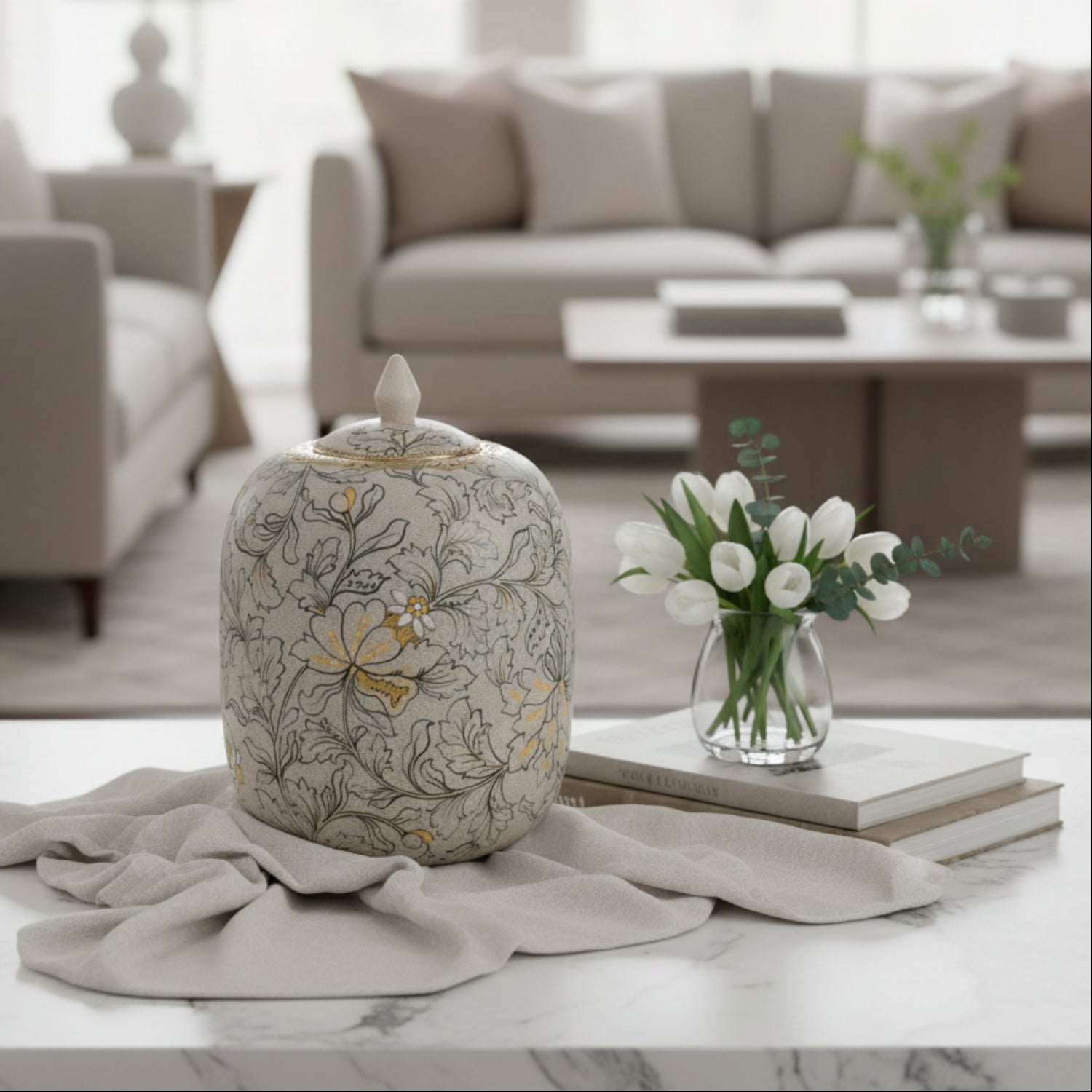 John Richard Lidded Foliage Large Jar