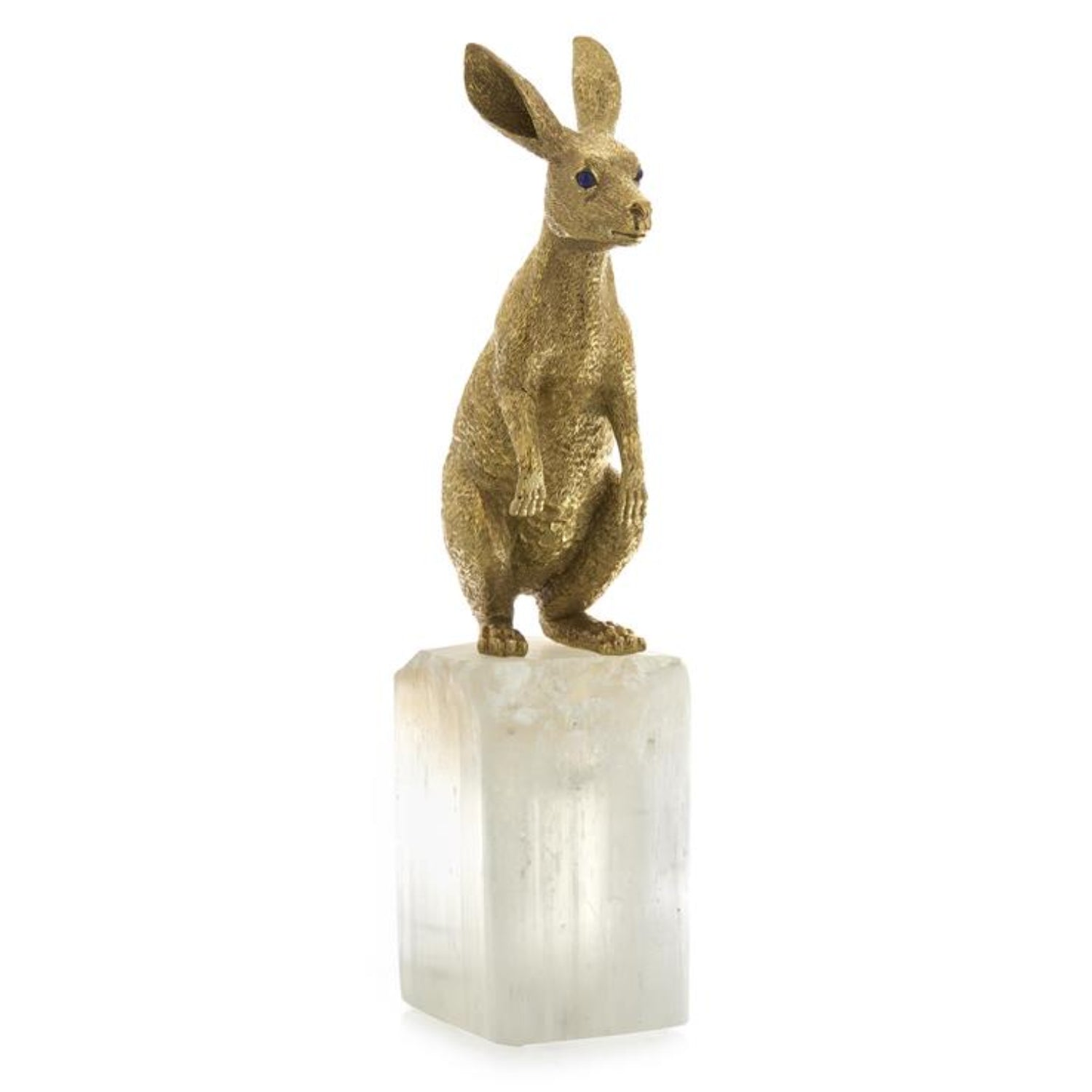John Richard Brass Hare Sculpture on Selenite