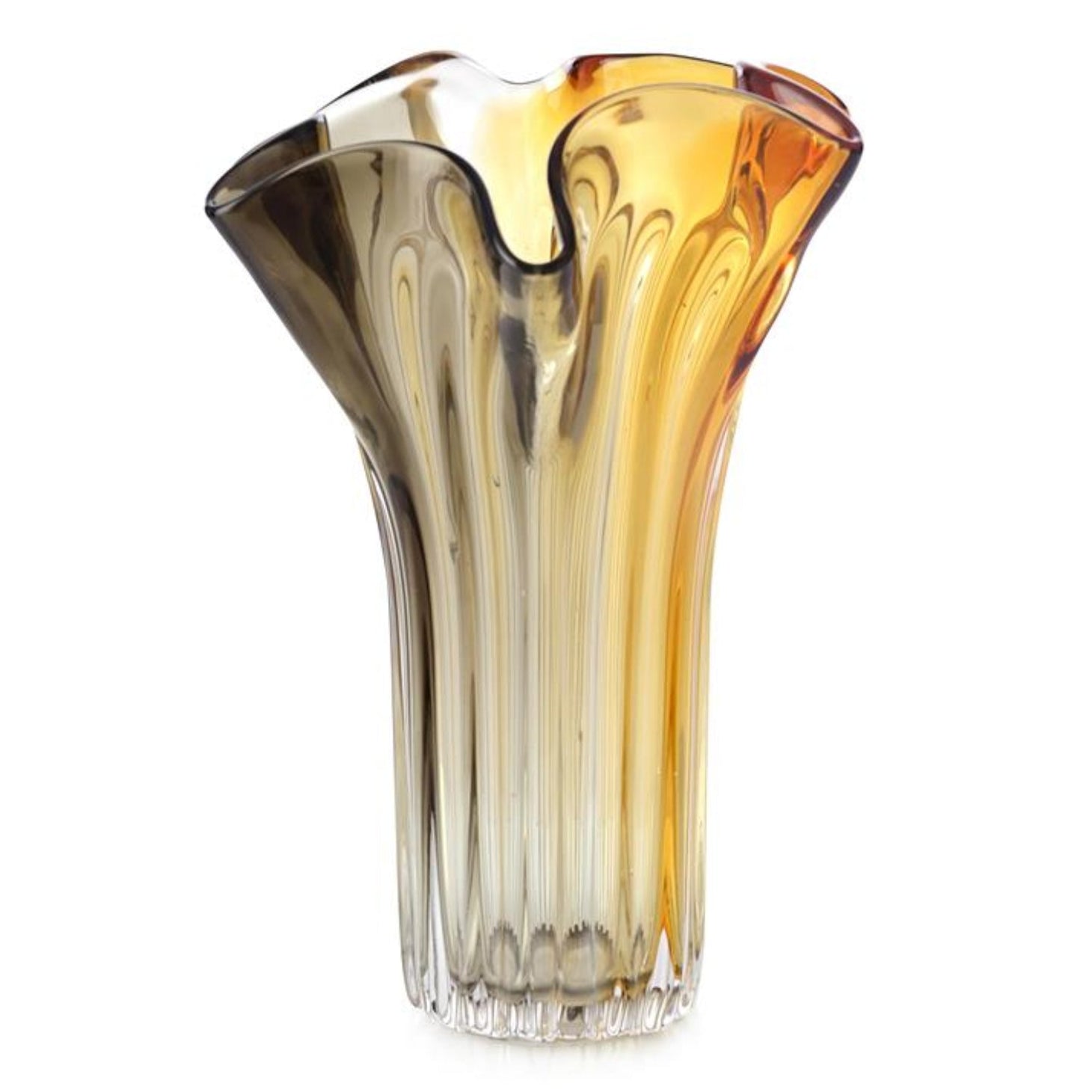 John Richard Amber Ruffles Vase
