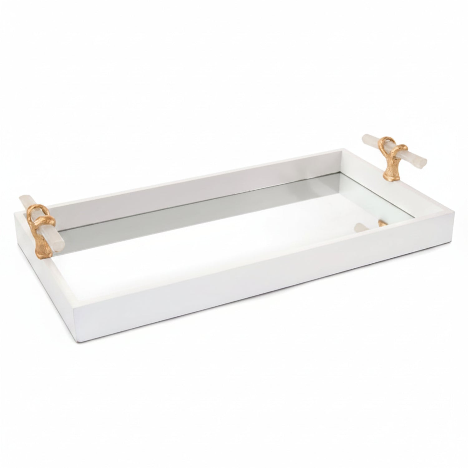 John Richard White Tray With Selenite Handles