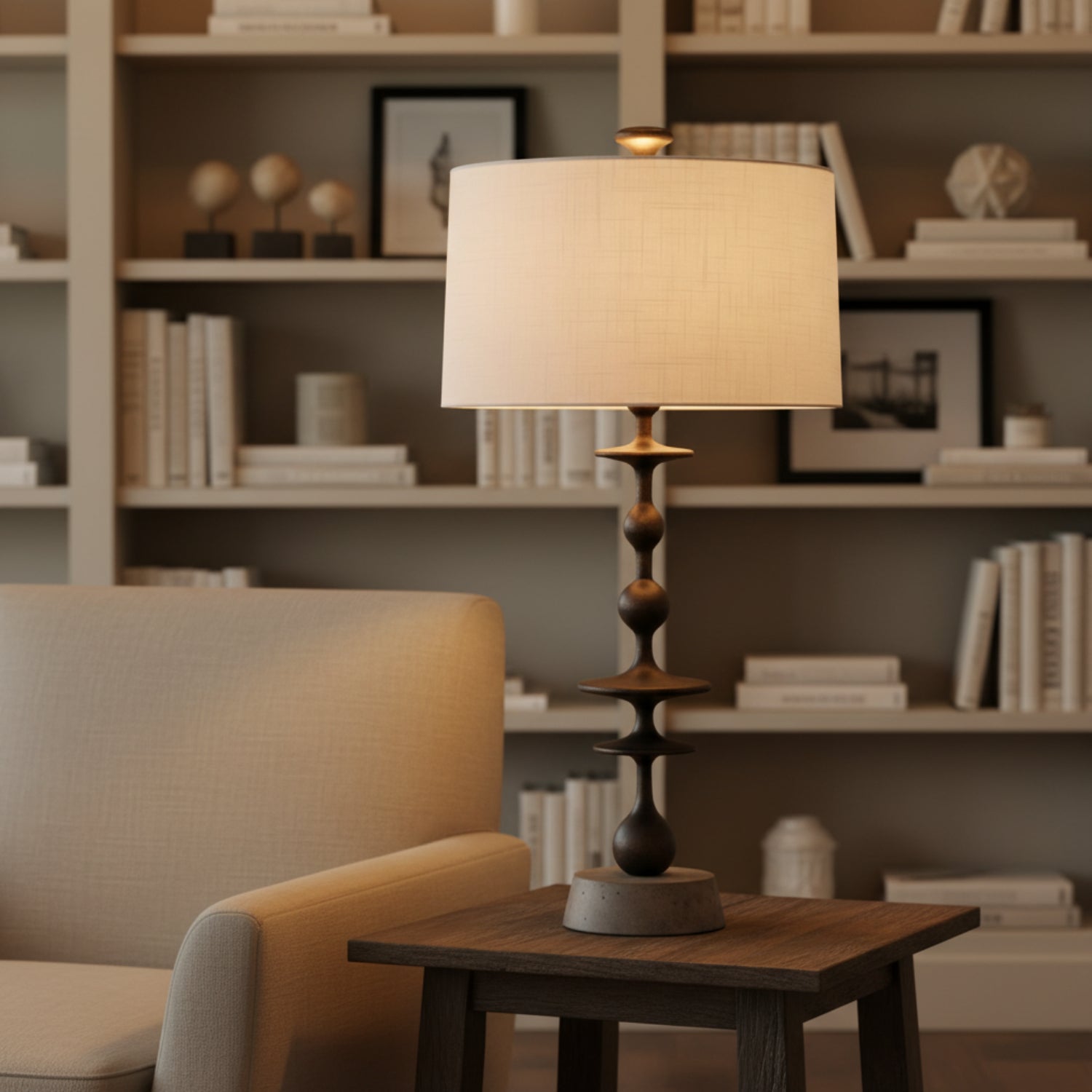 John Richard Matte Black Baluster Table Lamp