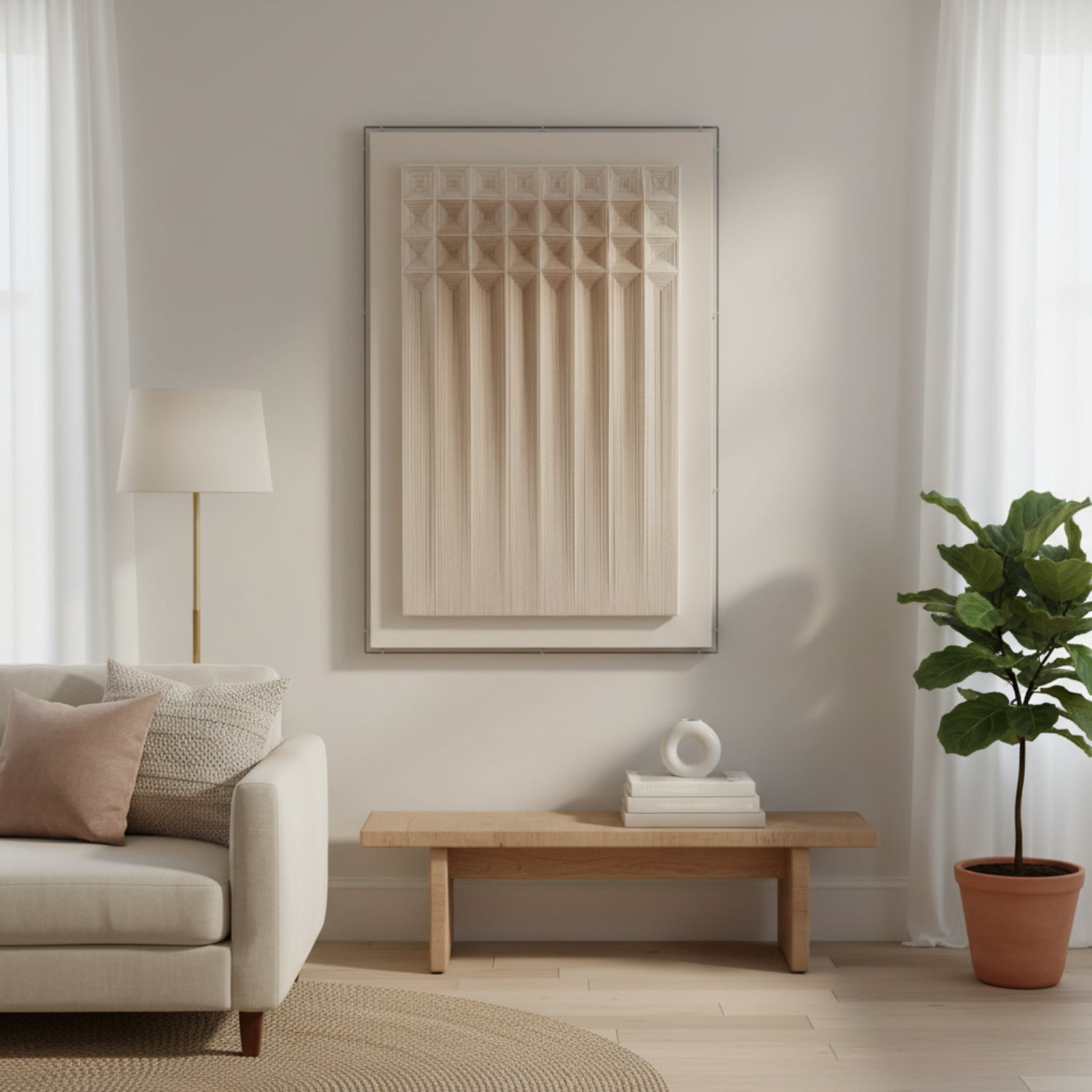 John Richard Faceted Fabric Shadowbox Wall Art