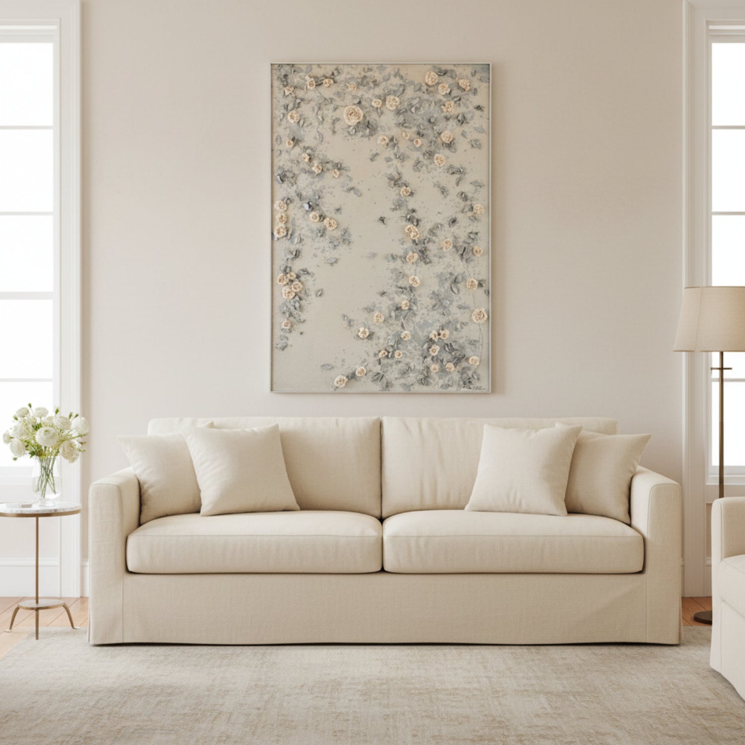 John Richard Liu Mengzhou's Hanging Rose Garden I Framed Art