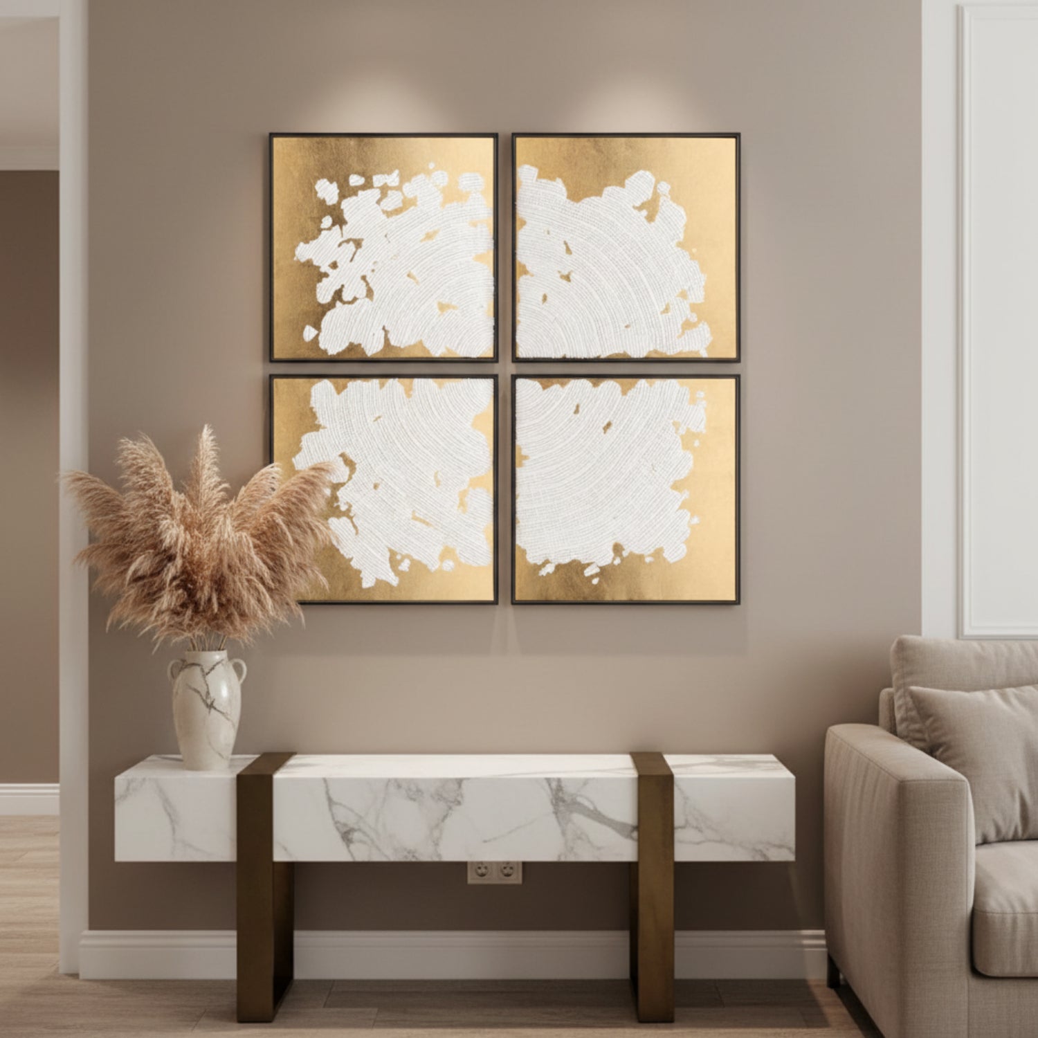 John Richard He Hongbing's Stone and Splendor Framed Art Set of 4