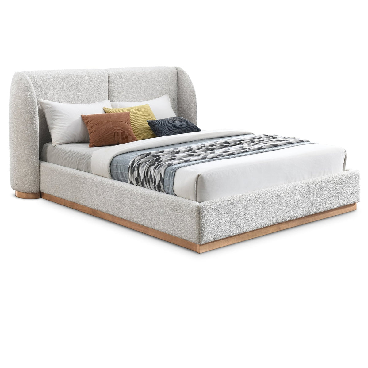 Jardin Cream Boucle Fabric Upholstered Bed