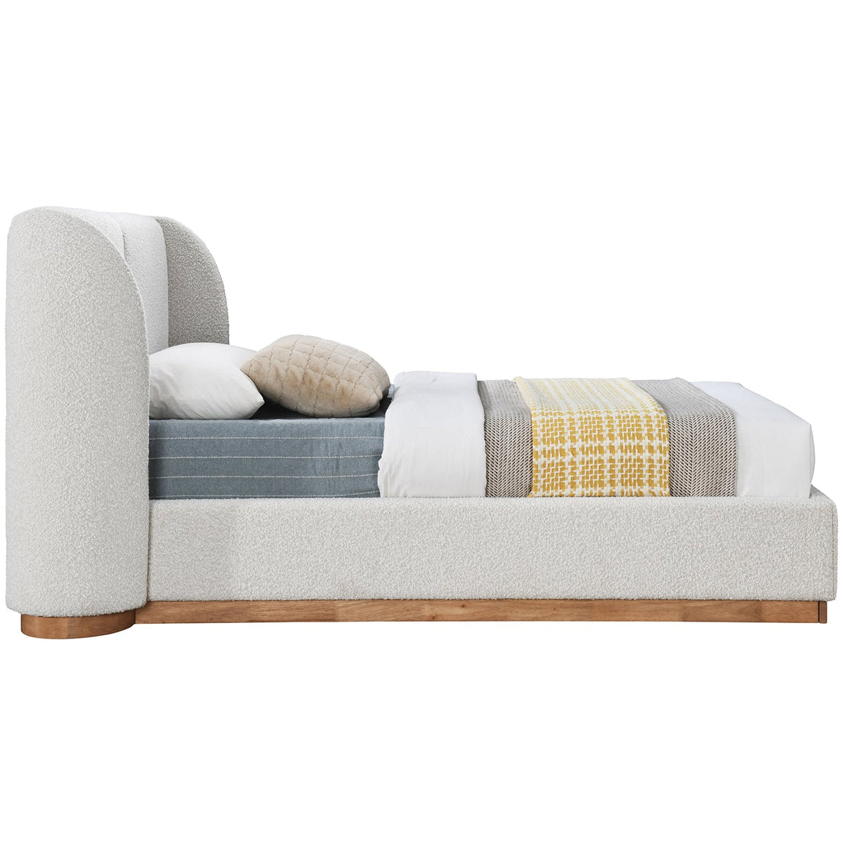 Jardin Cream Boucle Fabric Upholstered Bed