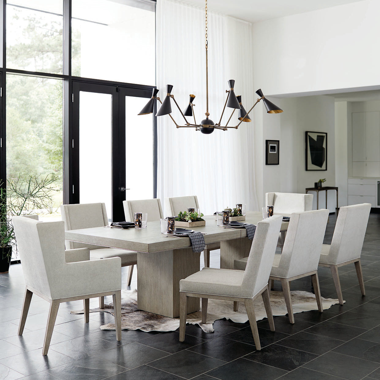 Bernhardt Linea Cerused Greige Rectangular Dining Table