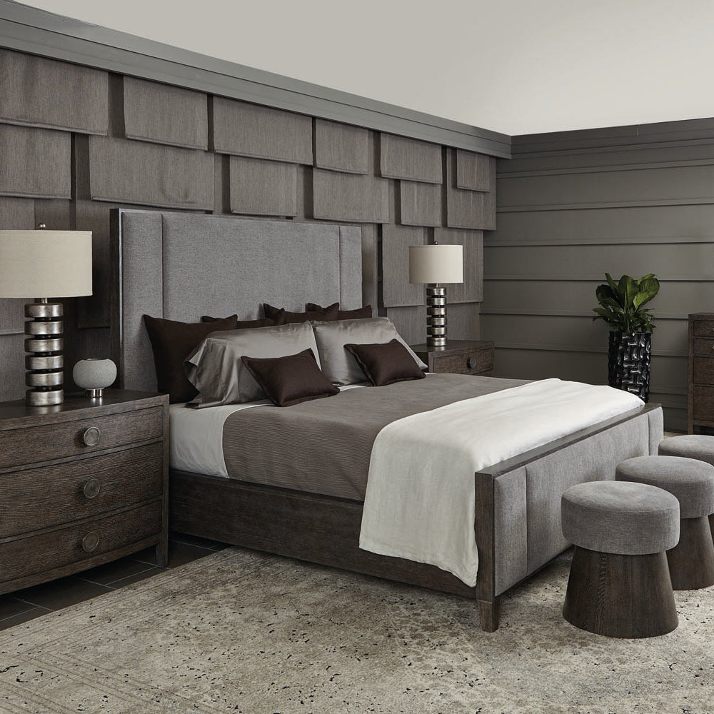 Bernhardt Linea Charcoal Upholstered Panel Bed