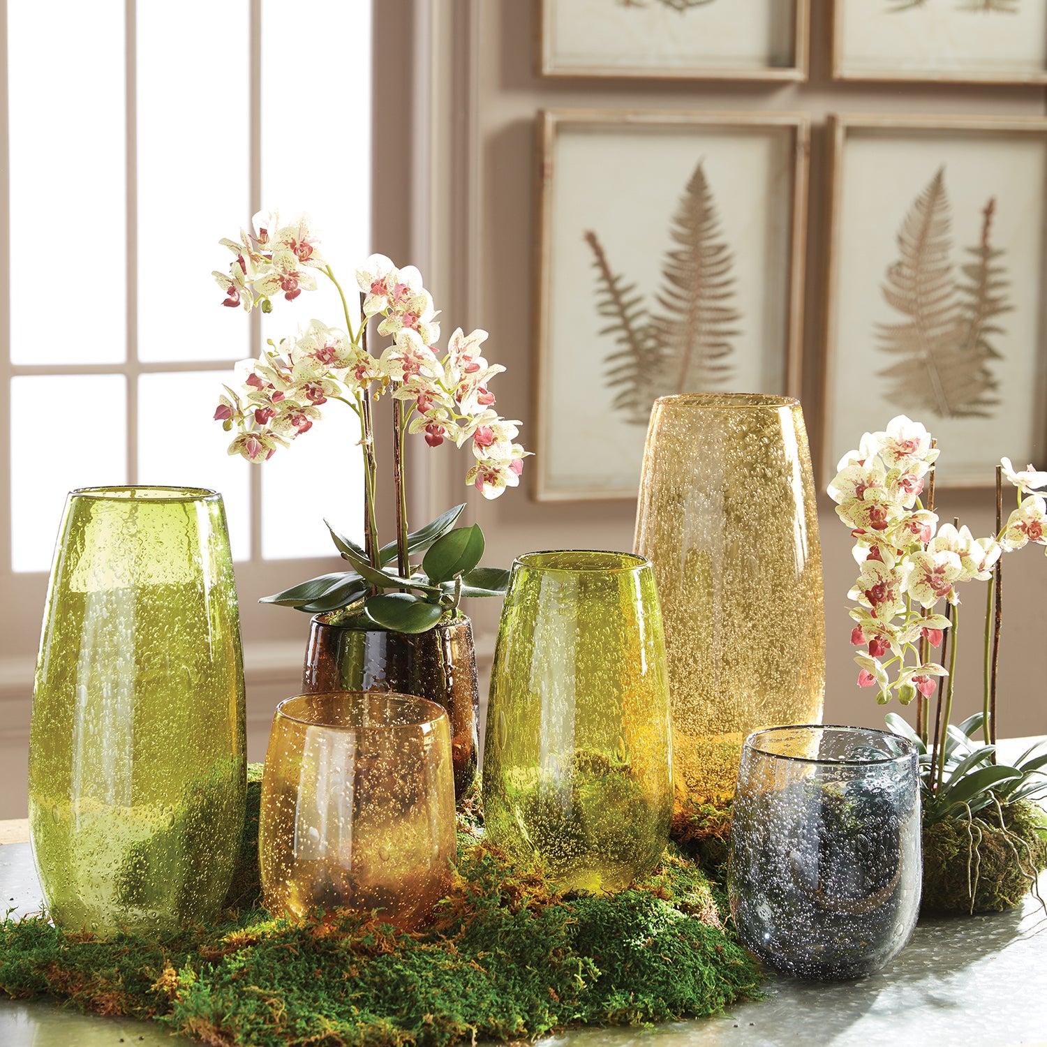 Phalaenopsis White and Purple Orchid Drop-In Faux Plant