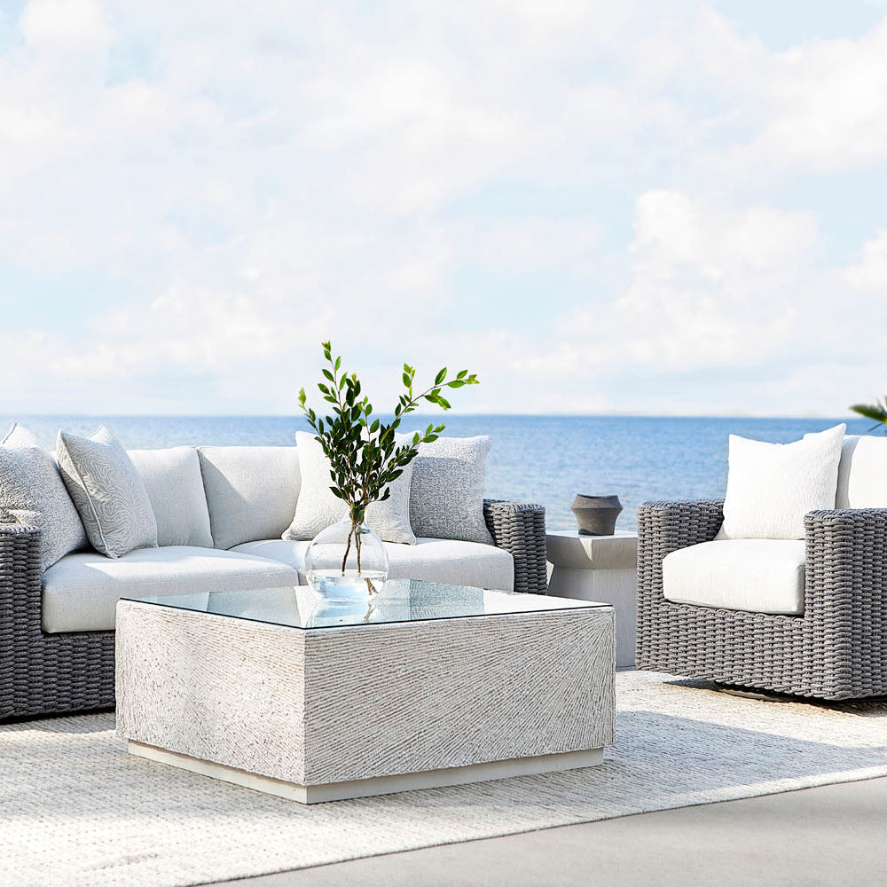 Bernhardt Exteriors Tenerife Square Coco Twig Outdoor Cocktail Table