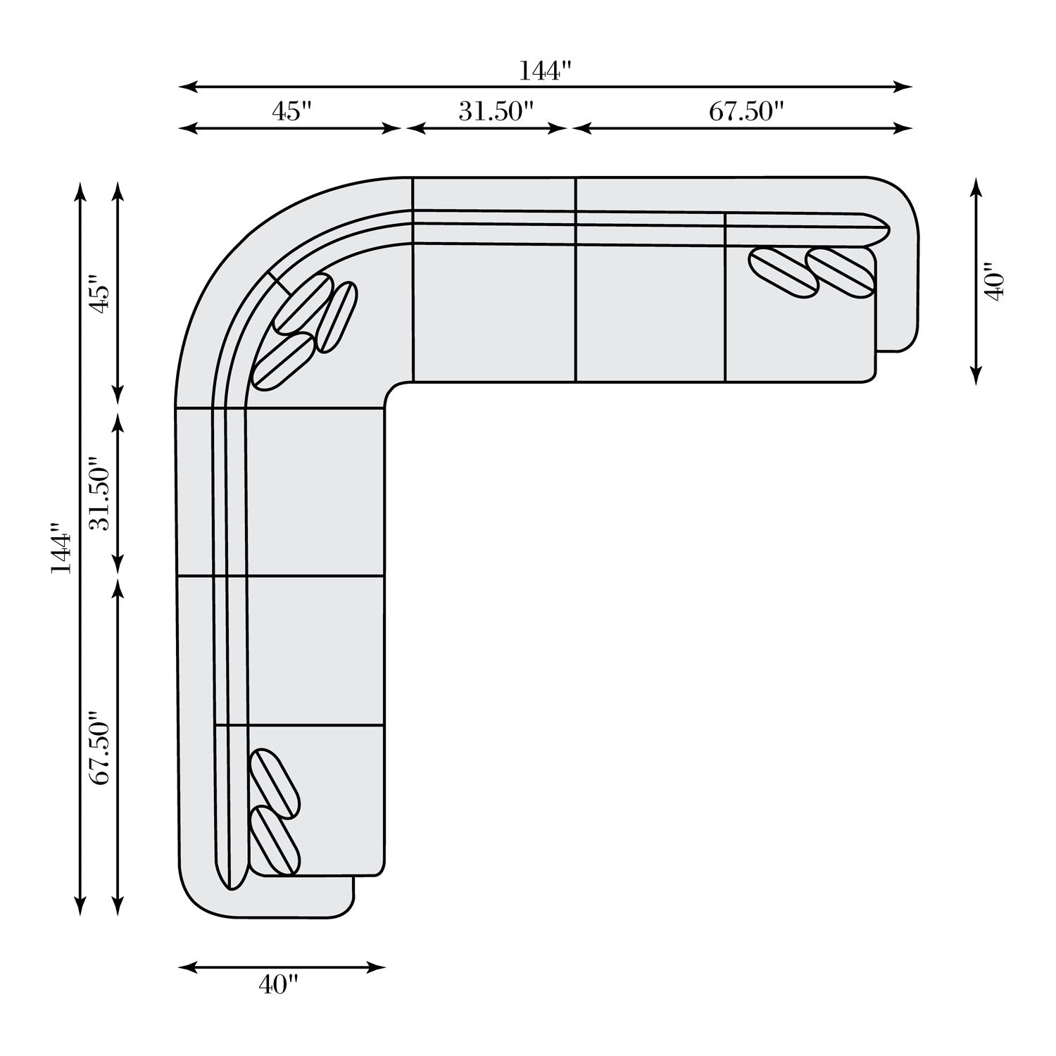 Bernhardt Living Jules 5 Piece Sectional Sofa