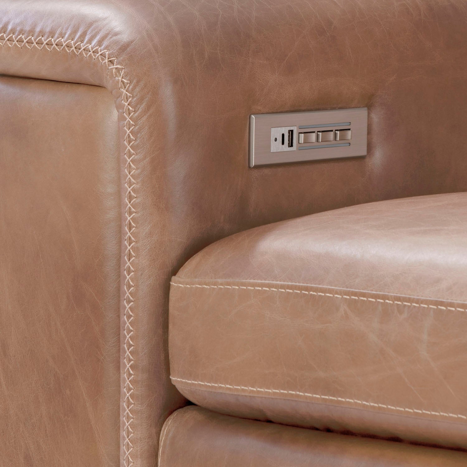 Bernhardt Living Lioni Leather 4-Piece Power Motion Sectional Sofa