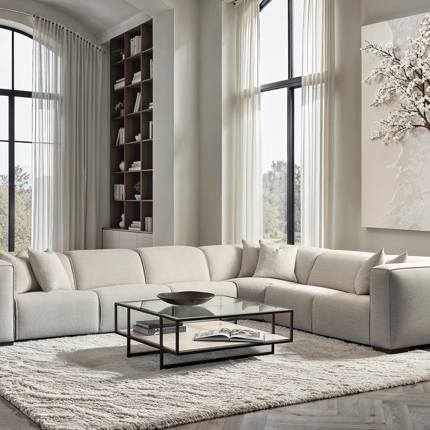 Bernhardt Living 6 Piece Bliss Fabric Power Motion Sectional Sofa