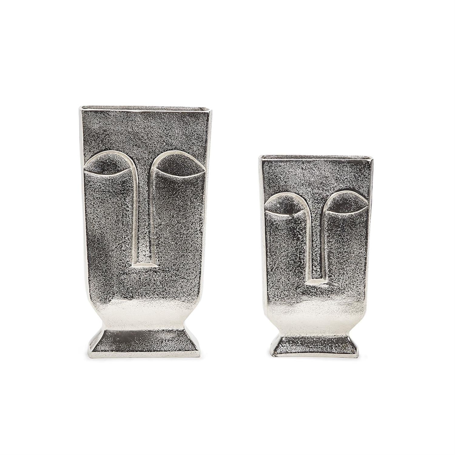 Silver Face Vase Set of 2