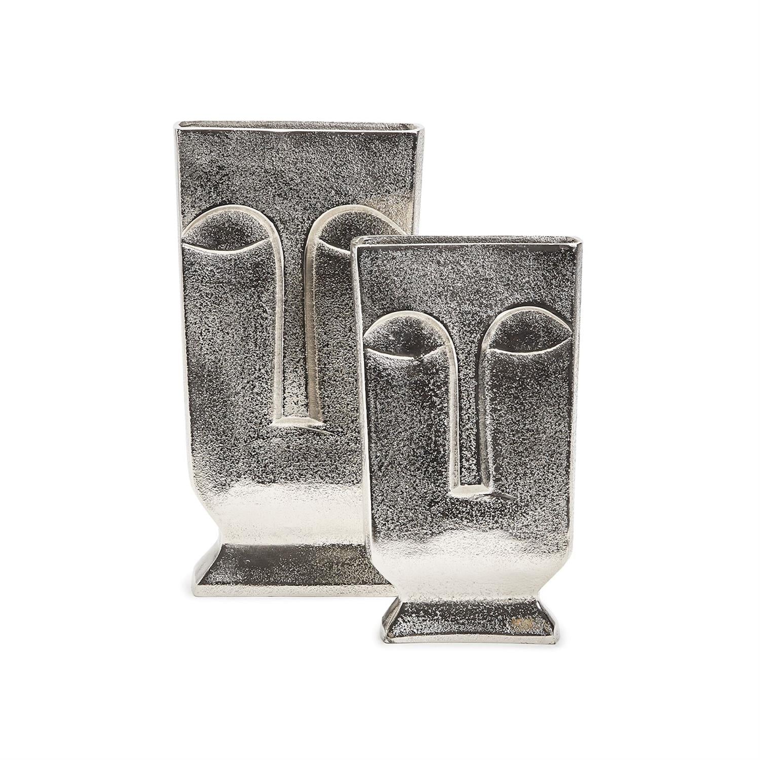 Silver Face Vase Set of 2